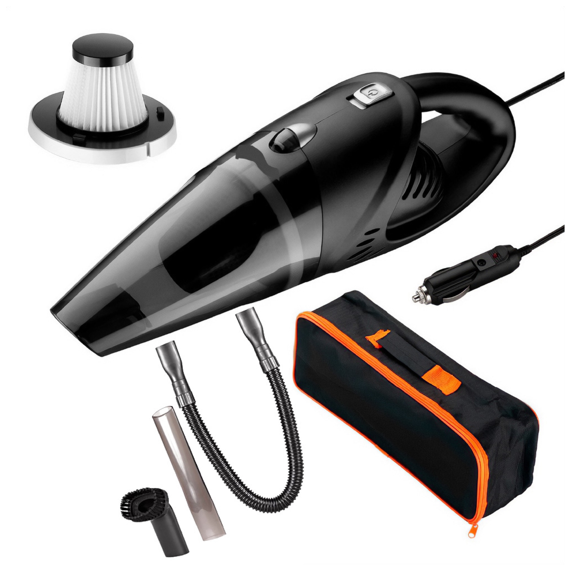 Aspirator auto, umed si uscat, Roll Fast, 106 W, 12 V, 5000 Pa, cablu 5m, geanta depozitare, maner ergonomic