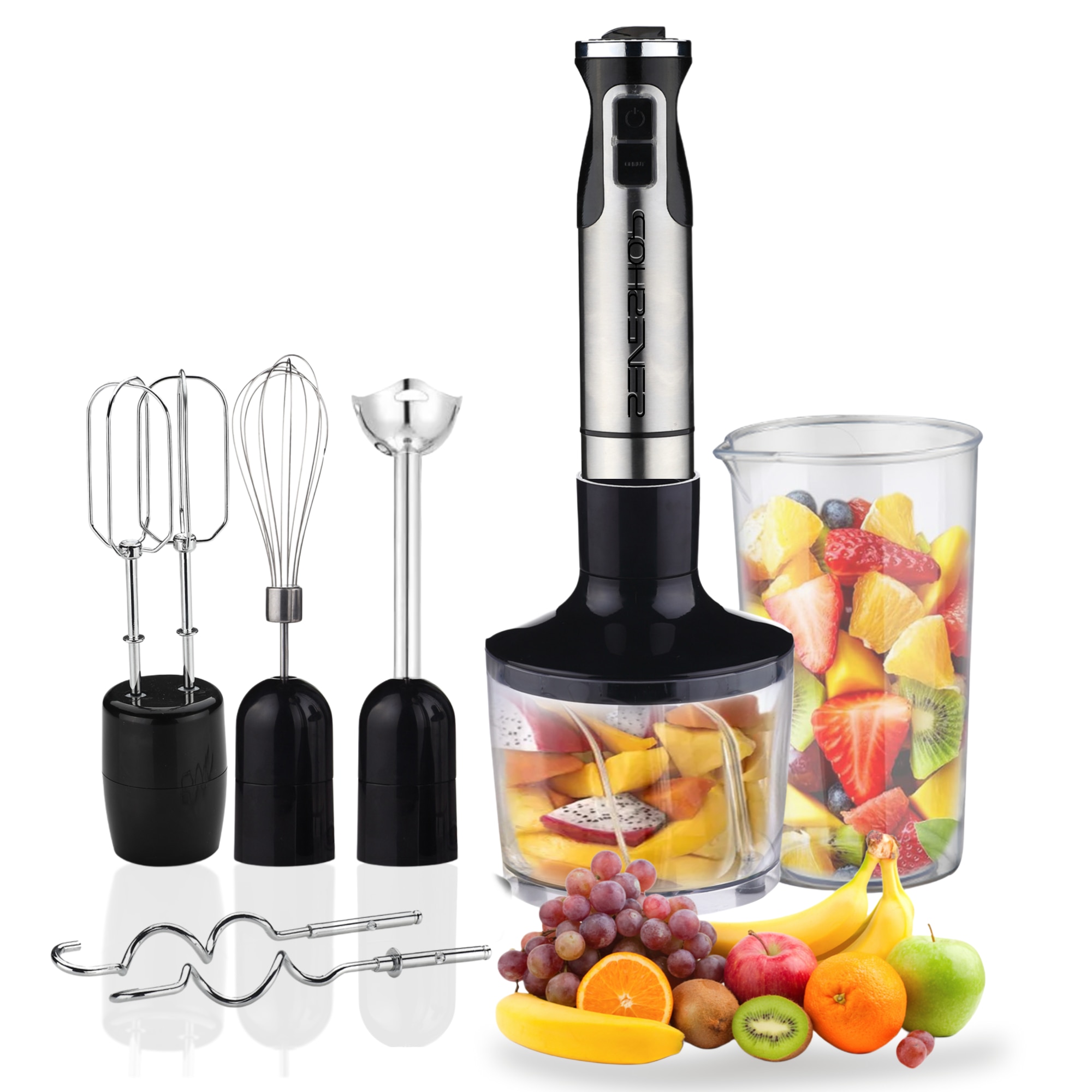 Mixer Vertical 5 in 1, SeveShop®, Mixer Cu Putere 1200W, Blender Vertical Profesional Cu 12 Trepte De Viteza, Blender Vertical Multifunctional Pentru Macinare,