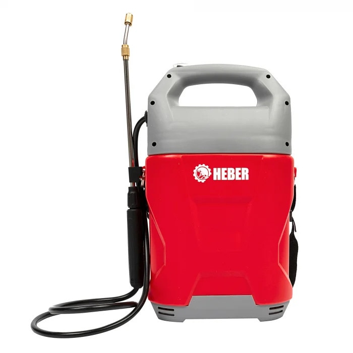 Pompa de stropit electrica cu acumulator Heber® Profesional, 8 L, Li-ION, lance inox, regulator presiune, duza cupru, indicator LED, Rosu