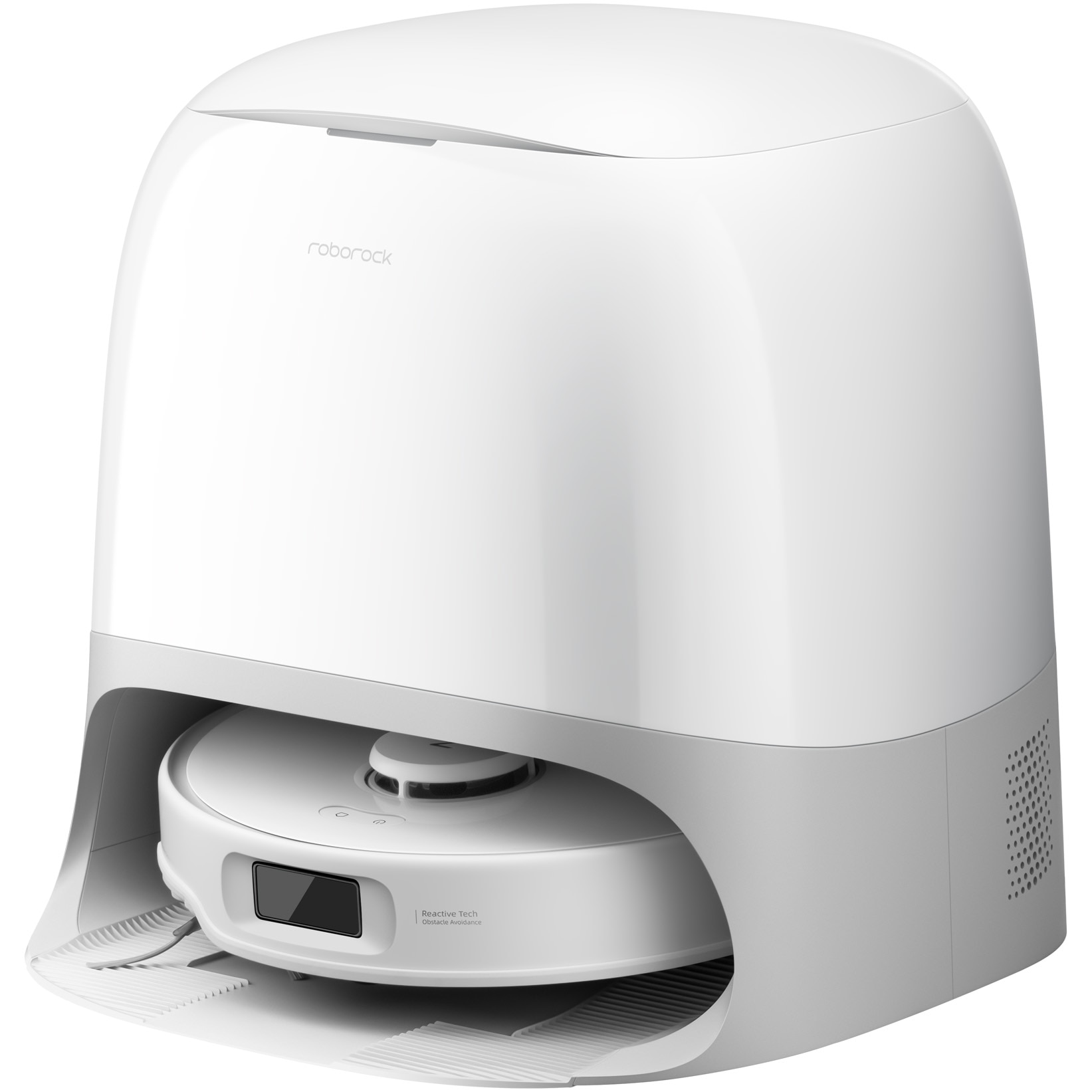 Robot de aspirare Roborock Qrevo Curv 5A1 QRCS02-00, 18500 PA, tehnologie HyperForce, mop FlexiArm 200rpm, AdaptiLift, sistem Dual Anti-Tangle, dock multifuncti