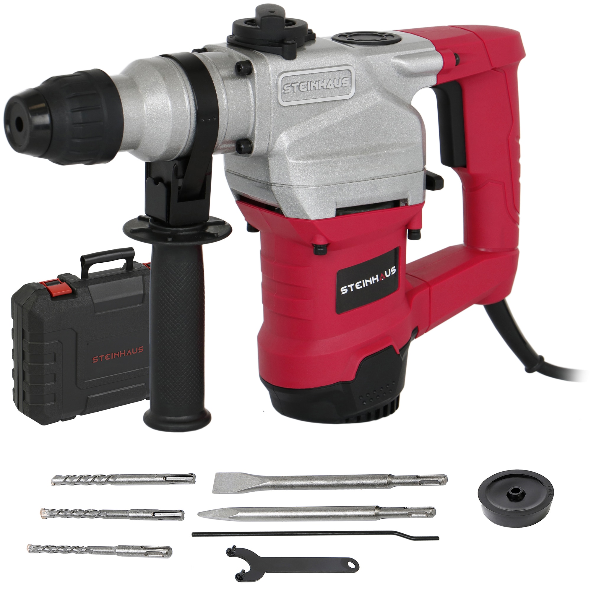 Ciocan rotopercutor Steinhaus PRO-RH1200, 1200W, 850 RPM, 5J, mandrina SDS-Plus, 3 functii, kitbox + accesorii
