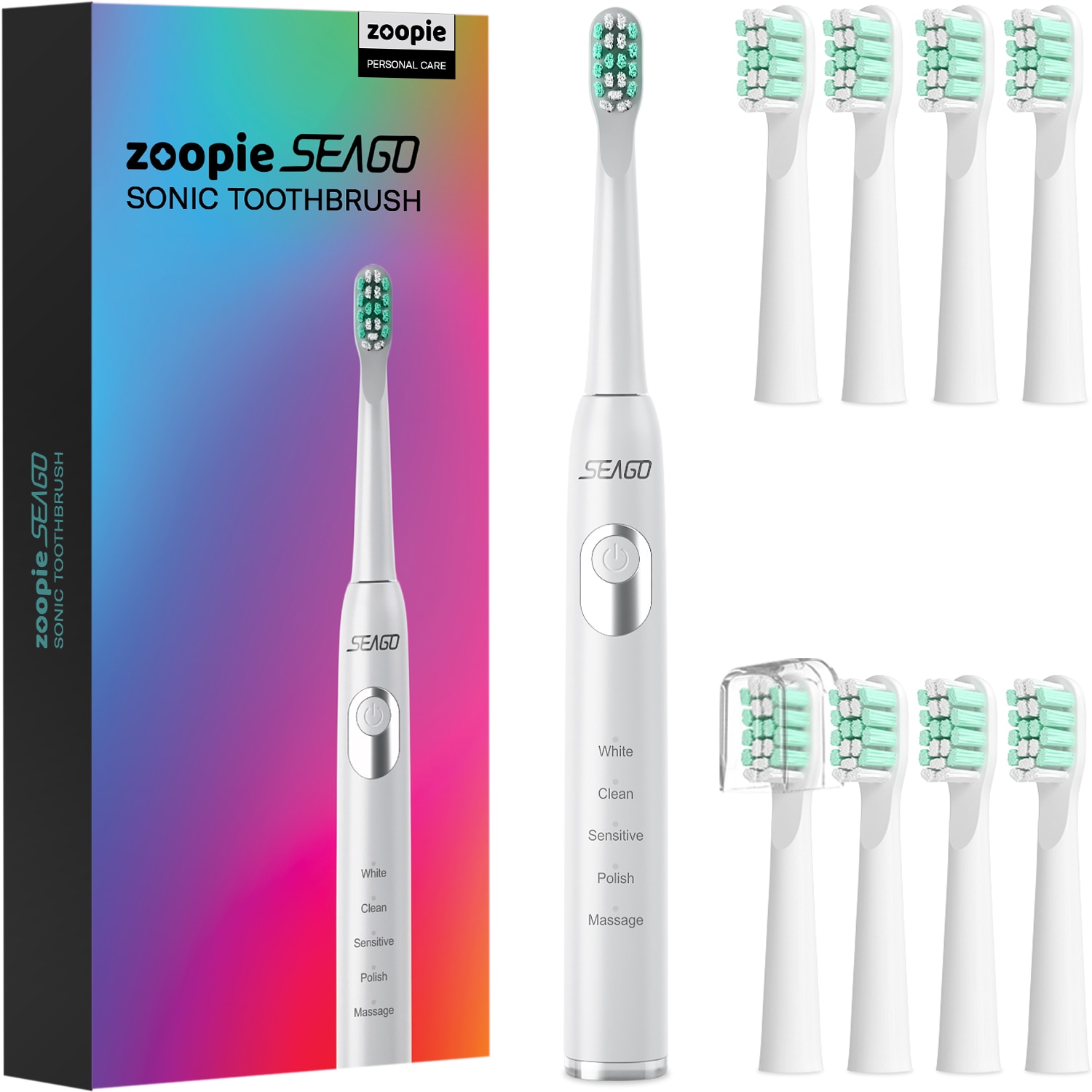 Periuta electrica Zoopie®, Periuta de dinti electrica sonica pentru adulti, Periuta de dinti electrica copii, Perie de dinti electrica cu 40.000 pulsatii/min, 5