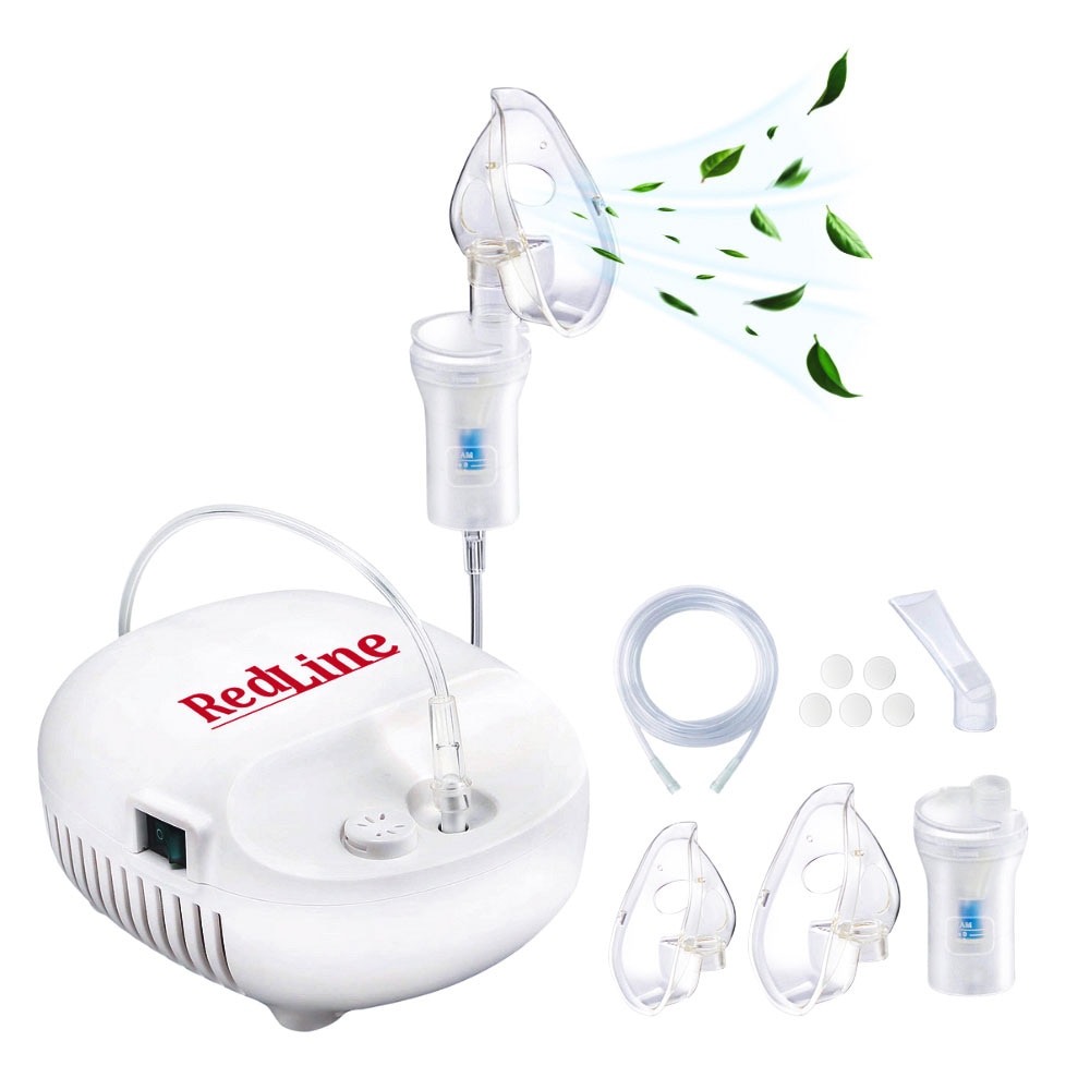 Aparat aerosoli RedLine NB-230C, produs medical validat clinic, pentru alergii, viroze, bronsite, raceli, astm, masca copii si adulti, non-alergic, fara BPA, ne