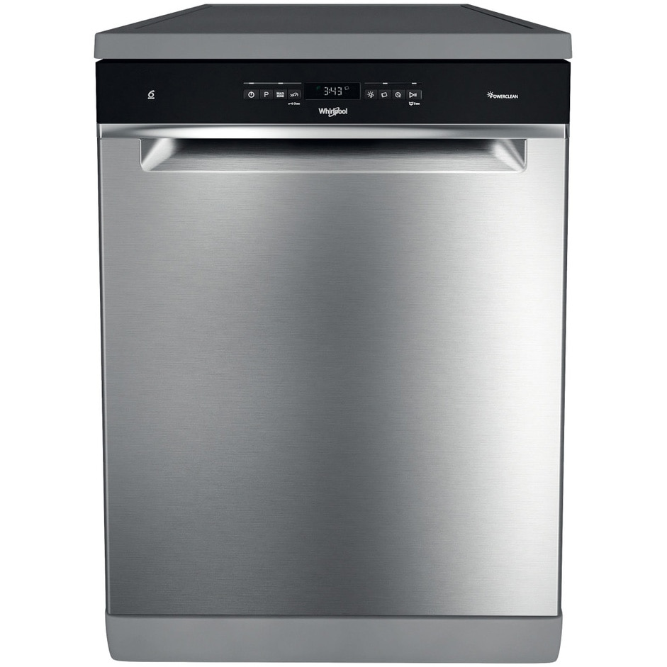 Masina de spalat vase Whirlpool WFO3O32NPX, 14 seturi, 10 programe, Clasa D, Motor Inverter, PowerClean Pro, Tehnologia al 6-lea Simt, Sistem Natural Dry, 60 cm