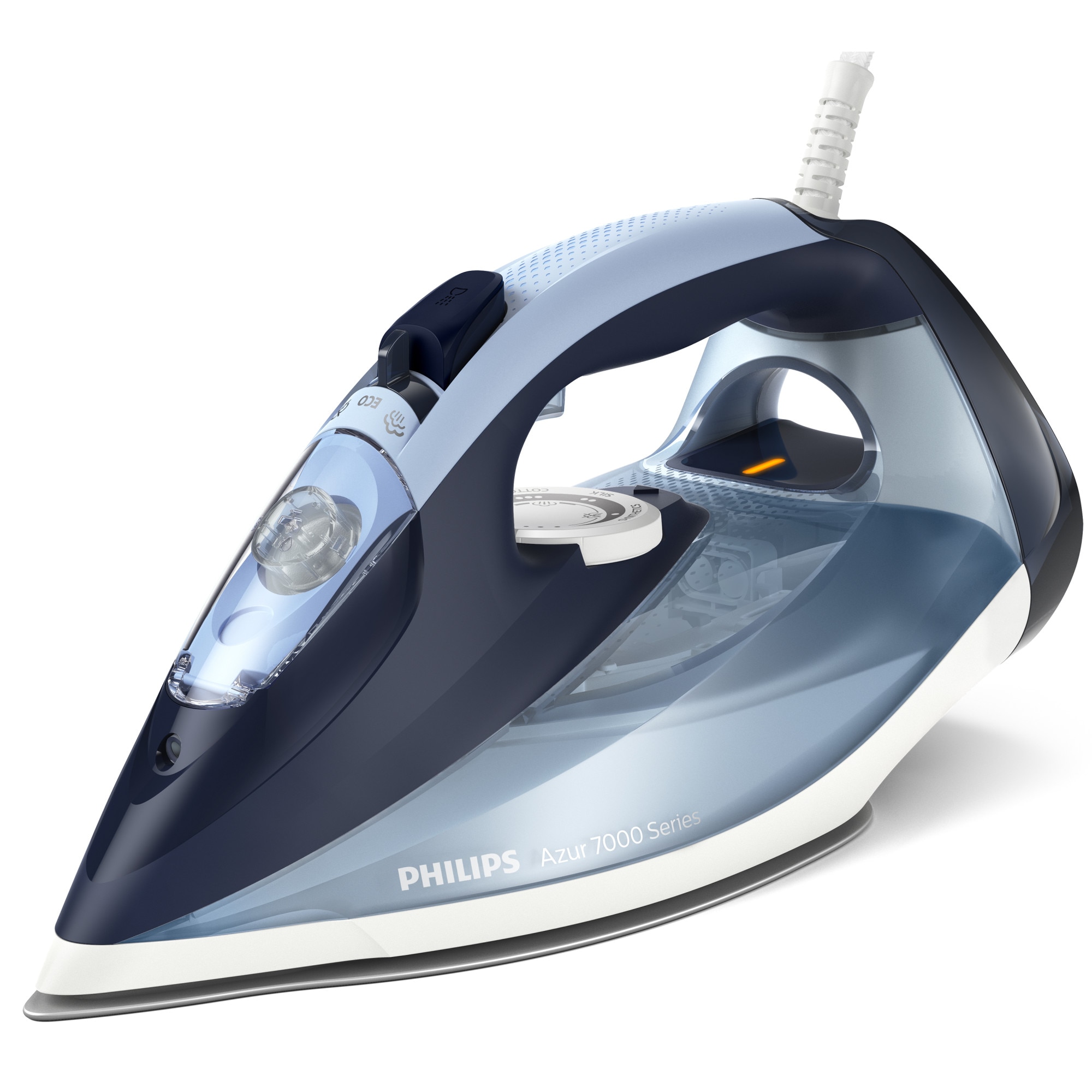 Fier de calcat Philips Azur DST7020/20, 2800W, debit de abur continuu de 50g/min si jet de abur de 250 g, talpa SteamGlide Plus, rezervor de 300ml si sistem de