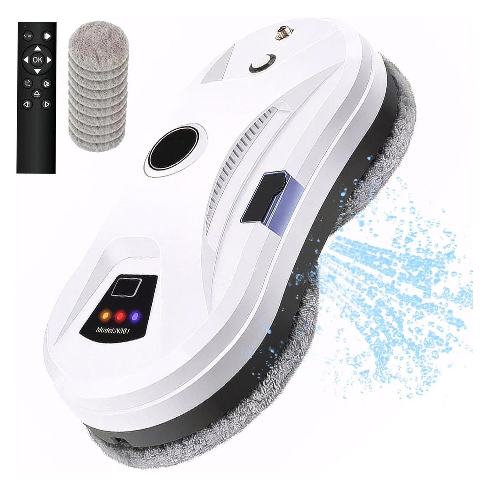 Robot inteligent de curatat geamuri, UPS incorporat, AI Intelligent Planning, Indepartarea prafului de atomizare, Rezervor de apa 45 ml, 5600 Pa, 90W, Cu teleco