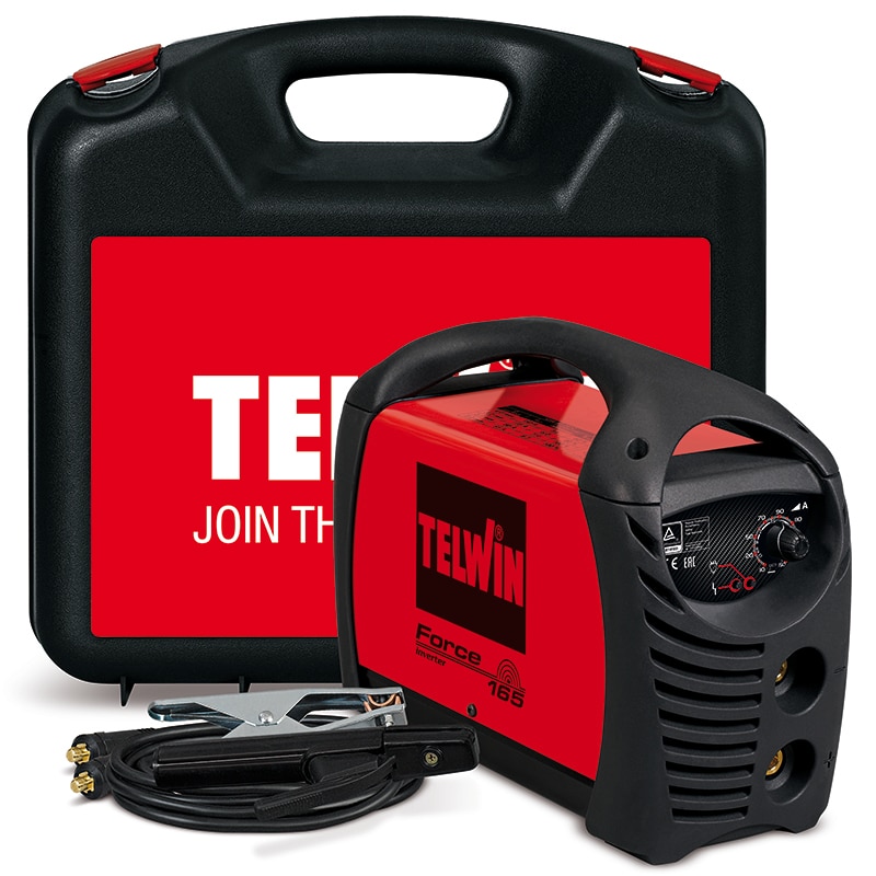Invertor sudura MMA Telwin FORCE165ACX, 150 A, electrod 1.6-4.0 mm, IP21, 230 V, 5.5 kg, cutie transport, cleste de masa, cablu de sudura cu cleste port-electro