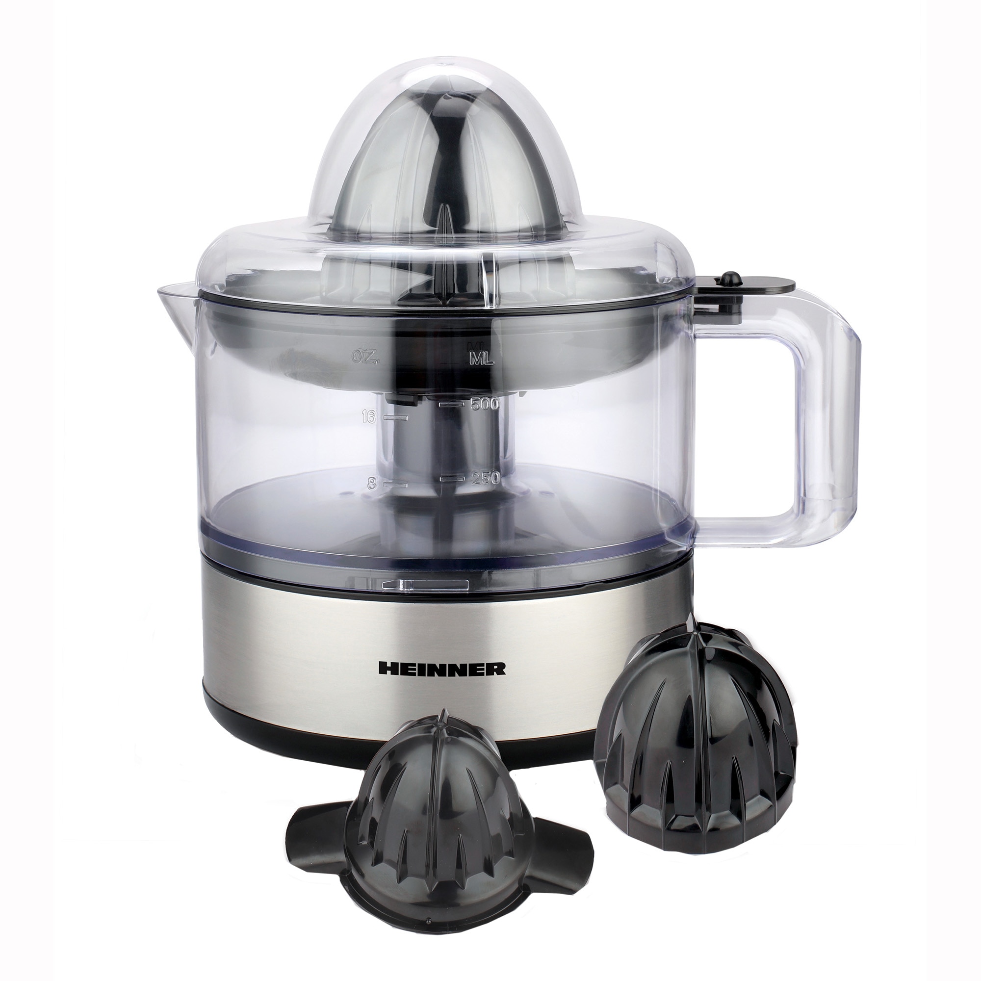 Storcator de citrice Heinner Limme C300SS, 30W, 500ml, 2 conuri, filtru dublu, Inox