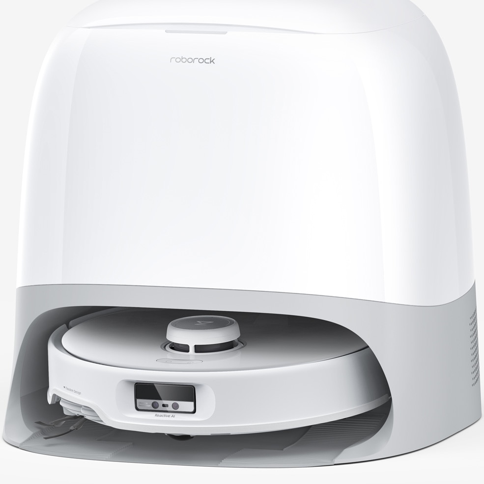 Robot de aspirare Roborock Qrevo Curv RSD0712CE cu statie de incarcare, 18500 pa, aspirator, mop si statie inteligenta cu golire automata, 66W, Lidar, baterie 5