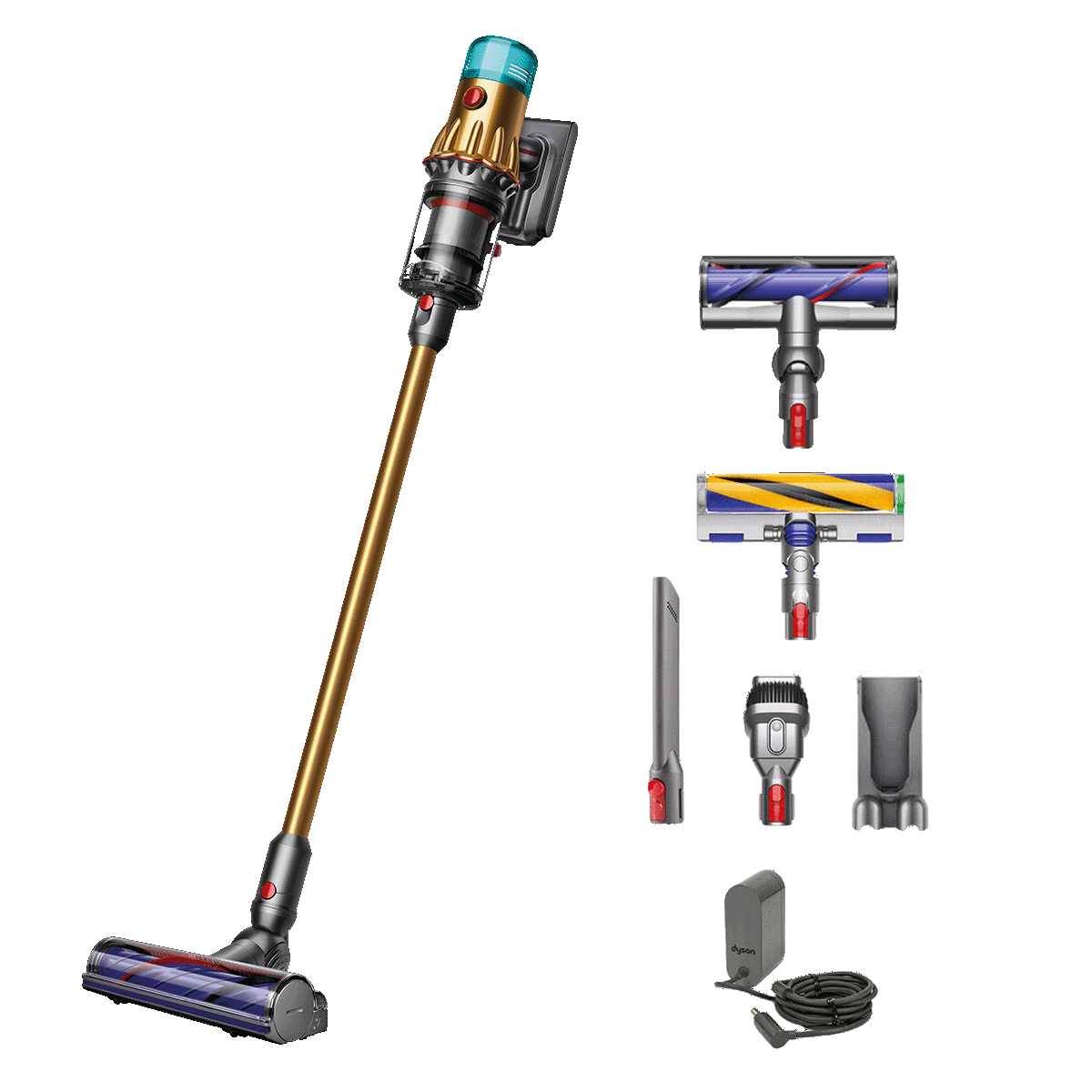 Aspirator vertical fara fir Dyson V12 Slim Detect Absolute 448870-01, 545 W, cu filtru HEPA, autonomie 60 de minute, 3 moduri de curatare, Auriu