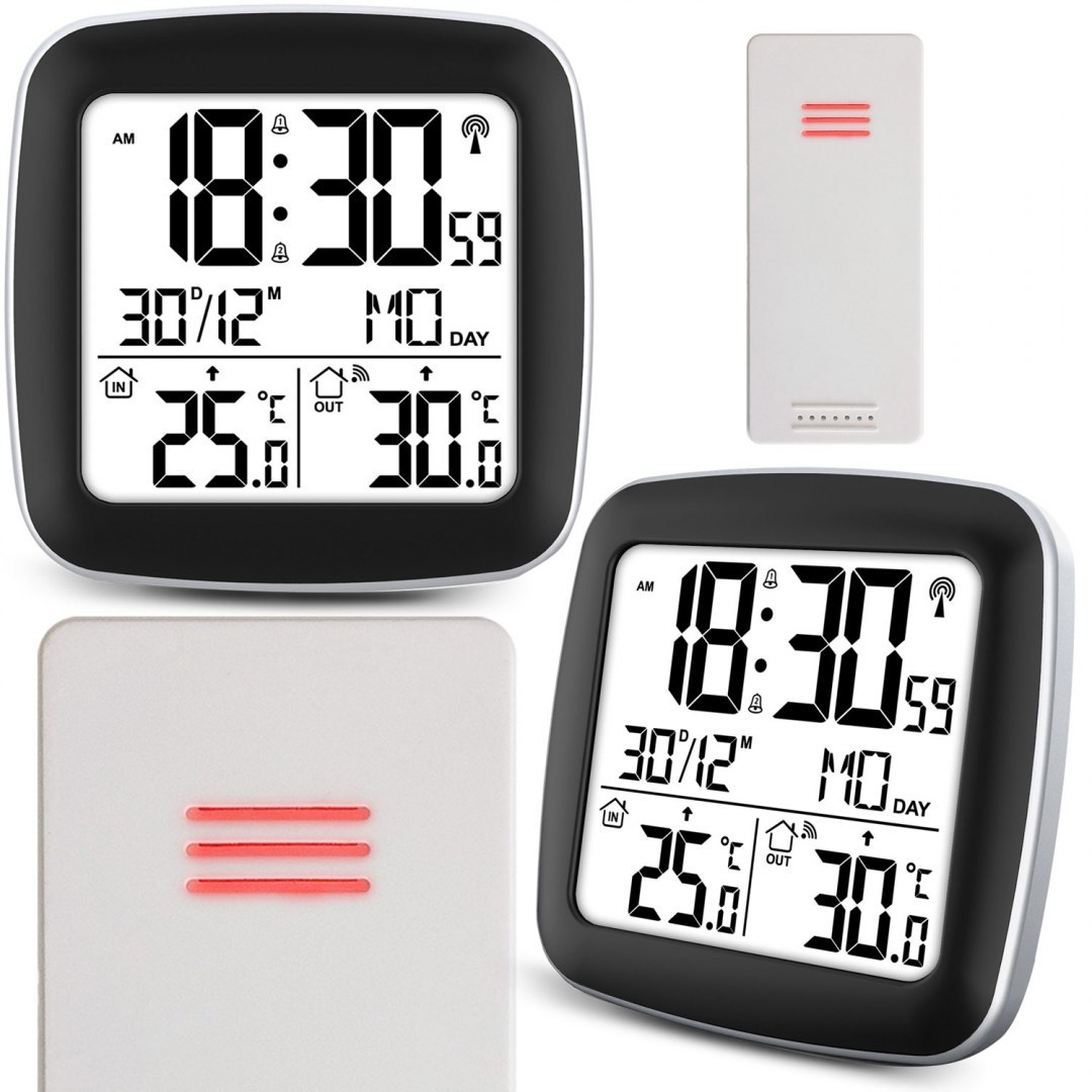 Statie Meteo Profesionala fara Fir idealSTORE, Temperatura Exterioara/Interioara, Calendar, Ceas cu alarma, Functie de amanare a alarmei, Raza 60 m, Masuratori