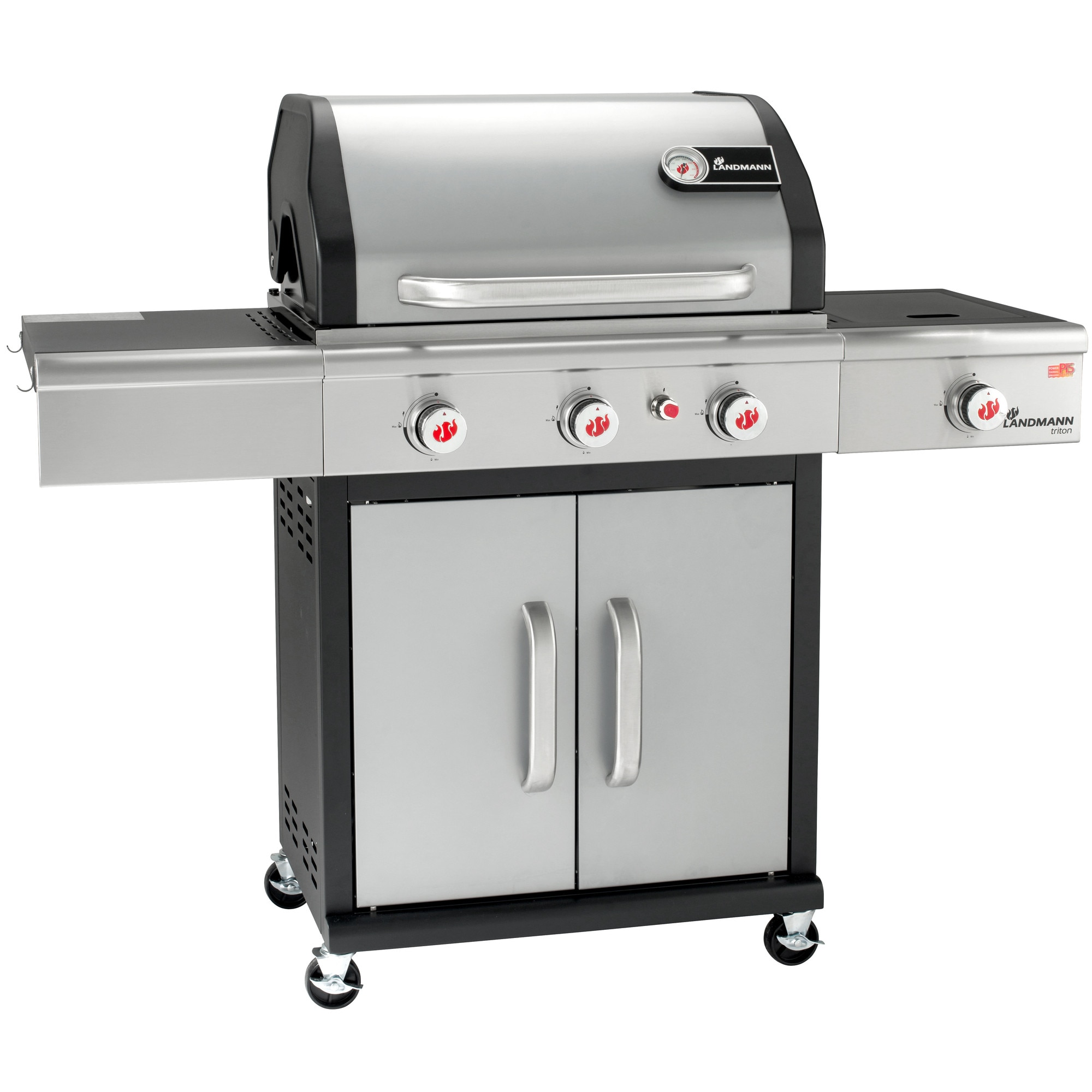 Gratar gaz Landmann Triton, 3 arzatoare x 3.5 kw, arzator lateral 2 kw,suprafata de gatit fonta 65x45cm,PTS system