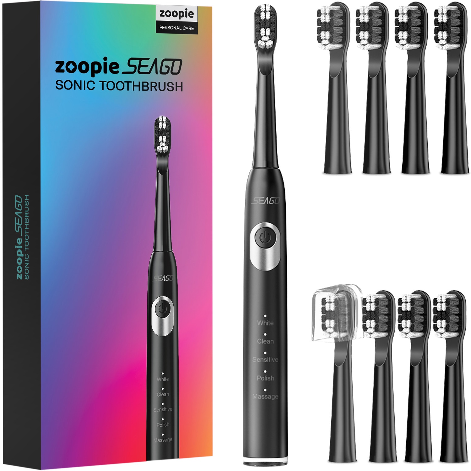 Periuta electrica Zoopie®, Periuta de dinti electrica sonica pentru adulti, Periuta de dinti electrica copii, Perie de dinti electrica cu 40.000 pulsatii/min, 5