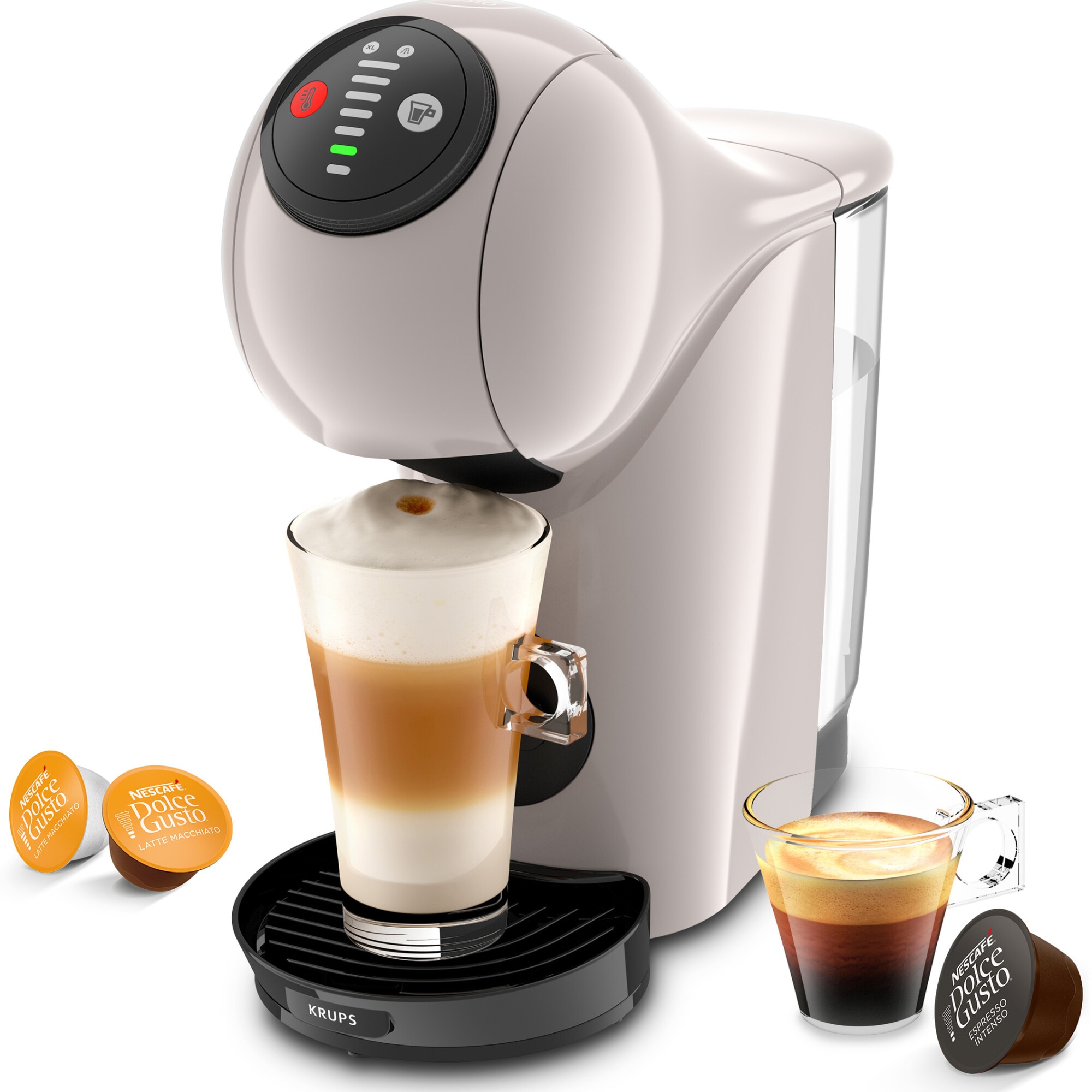 Espressor KRUPS cu capsule NESCAFÉ® Dolce Gusto® Genio S KP243AF0, 1500 W, 15 bari presiune, peste 30 de retete calde & reci, capacitate rezervor 0.8 L, functie