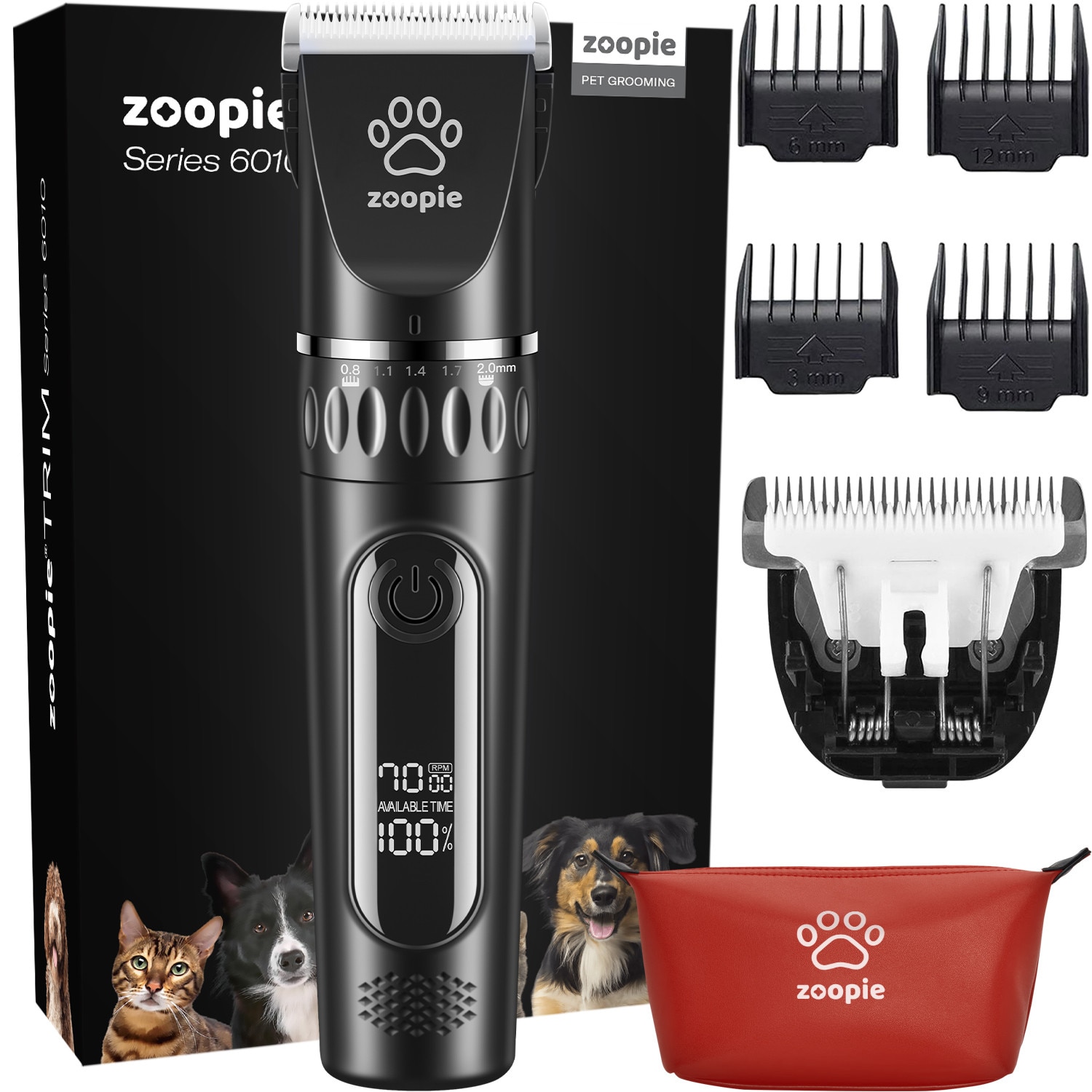 Masina de tuns animale Zoopie®, TRIM Series 6010, Masina de tuns caini profesionala, Aparat tuns caini, Masina tuns pisici cu Lama ceramica de rezerva cu 33 din
