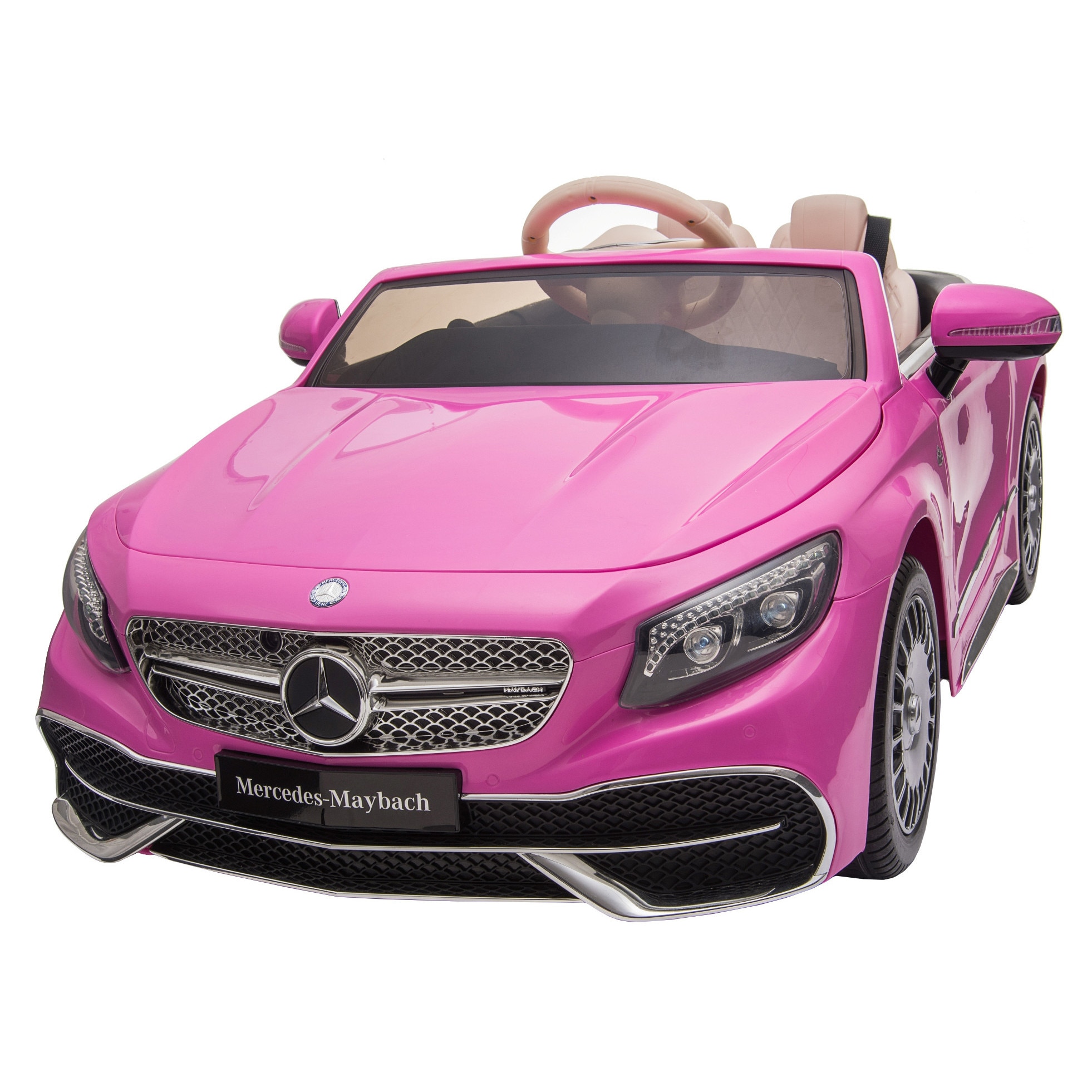 Masinuta electrica Premier Mercedes-Maybach S650 Cabriolet, 12V, roti cauciuc EVA, scaun piele ecologica, roz