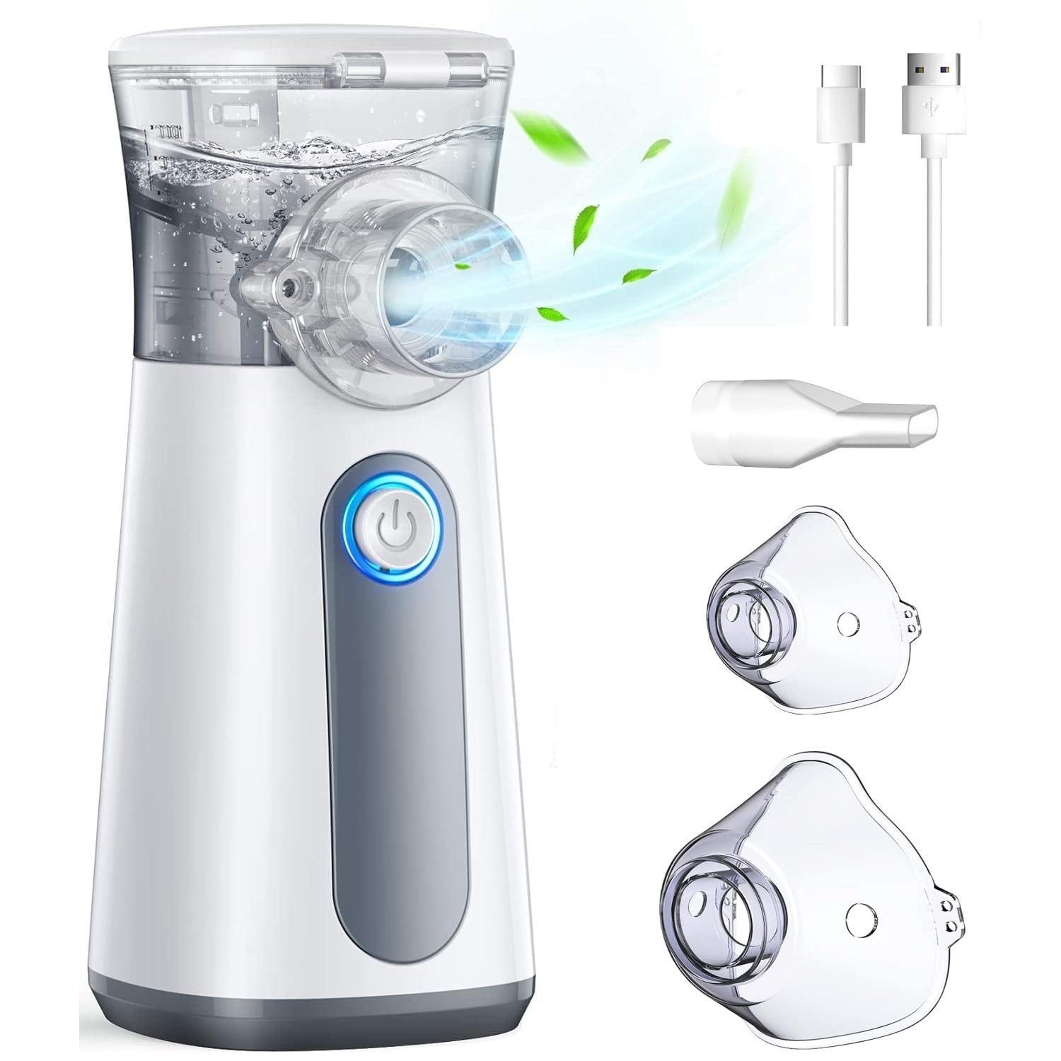Aparat Aerosoli LittleDomi 305, Nebulizator Ultrasonic, Portabil, Ultra Silentios, Masca Adulti si Copii, Tehnologie Mesh 2.0, Piesa pentru Gura, Reincarcabil,