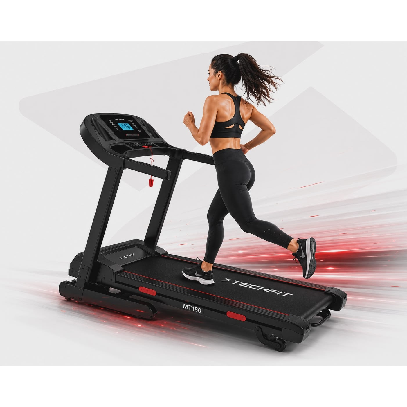 Banda de alergat TECHFIT® MT180, motor 3 cai putere, viteza 16 km/h, inclinare motorizata 15 nivele, Bluetooth APP, Bluetooth MP3, 12 programe, amortizare socur