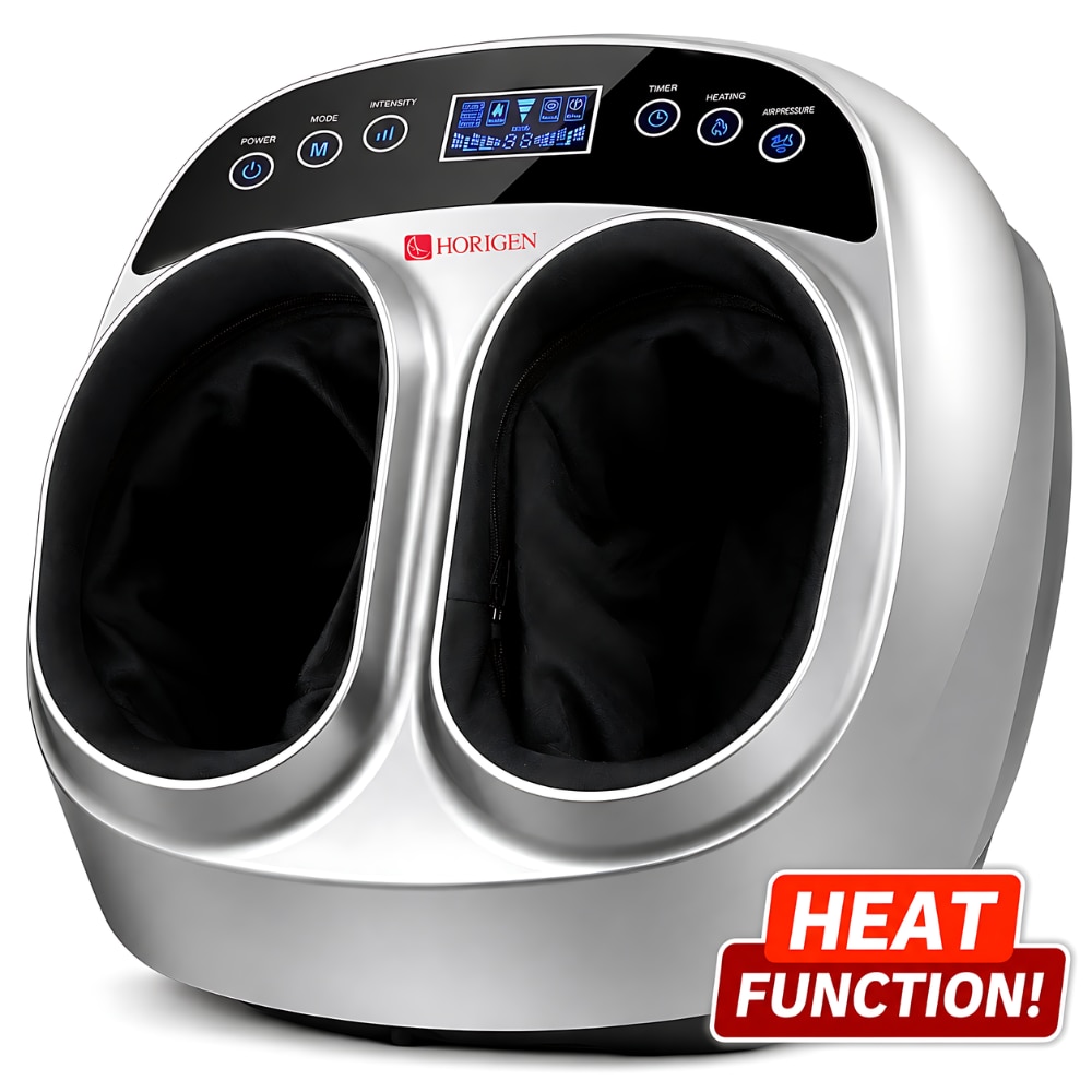 Aparat de Masaj Picioare Horigen® Happy Feet, 3 Moduri Auto, Shiatsu, Mod Manual, Cu Incalzire, Compresie Aer, Viteza si Intensitate Reglabile, Timer, Telecoman