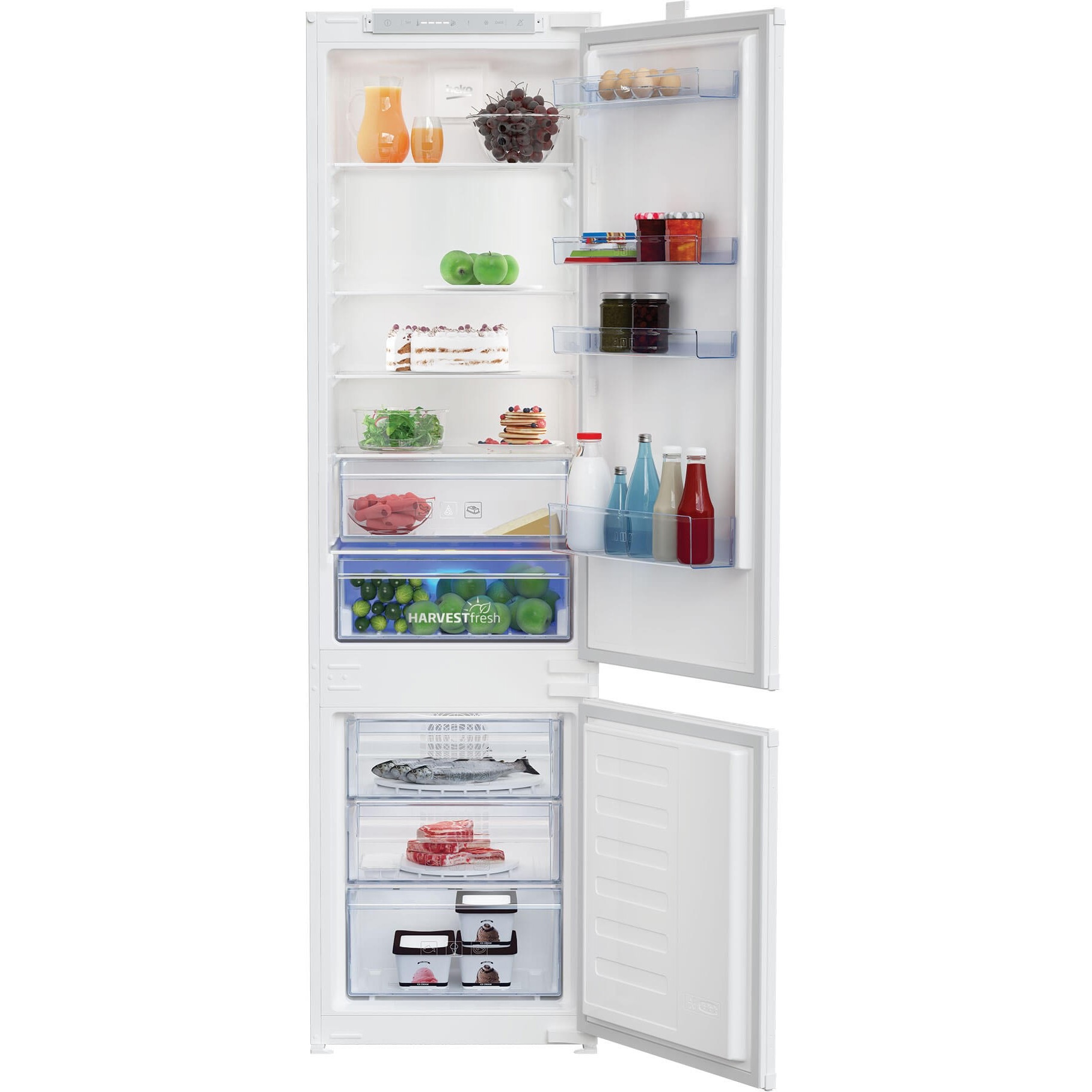Combina frigorifica incorporabila Beko BCHA306E4SN, 289 l, No Frost, Harvestfresh, Compresor ProSmart Inverter, Clasa E, H 193.5 cm