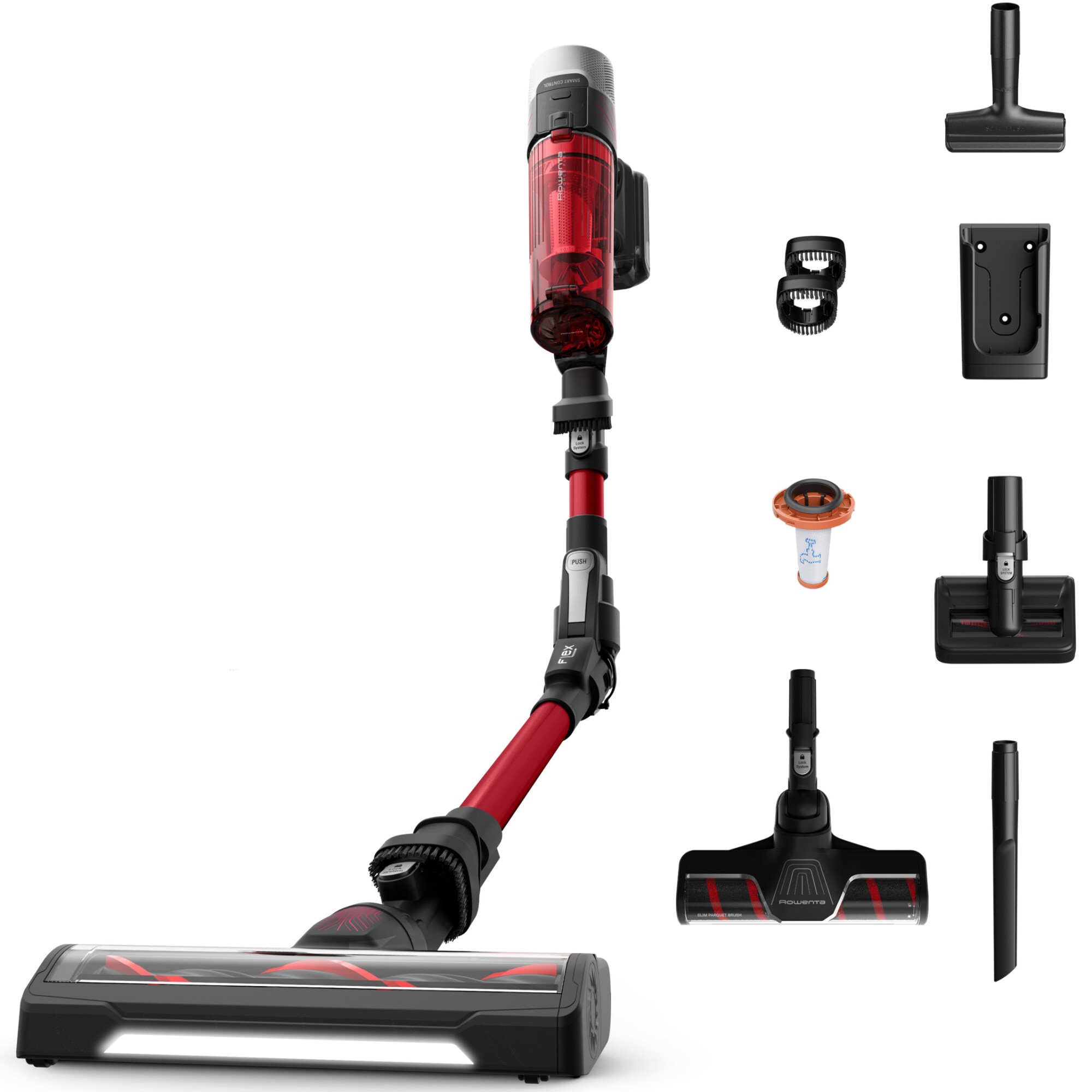 Aspirator vertical fara fir Rowenta X-Force Flex 9.60 Allergy RH2099WO, 250W, 18.5V, autonomie 45 min, filtrare 99.9%, recipient praf 0.44L, tub flexibil, perie