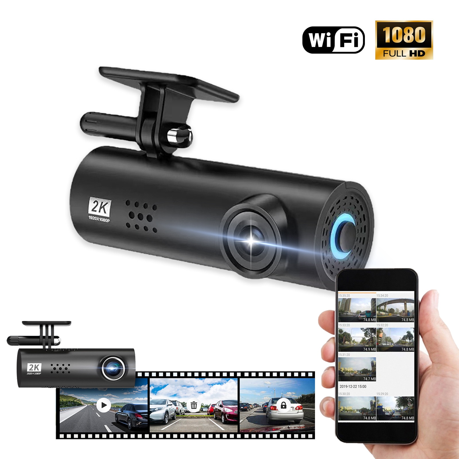 Camera auto Smart Dash Cam 1S, A137, ultracompacta, Full-HD 1080P, Night vision, Sony IMX307, Wifi, voce prompt, Negru