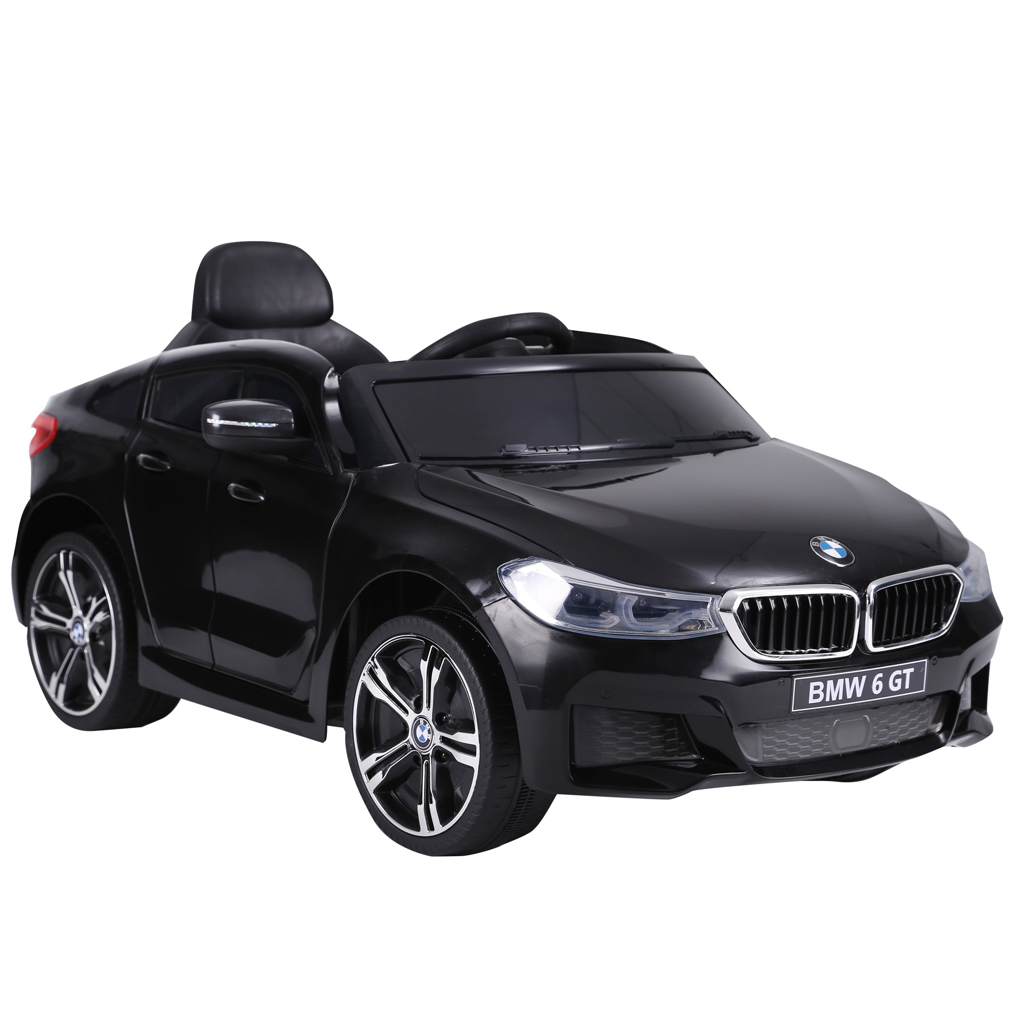Masinuta electrica pentru copii, Homcom, licenta BMW 6GT, 6V, 4.5A, LED, MP3, Polipropilena si otel, 106x64x51 cm, Negru