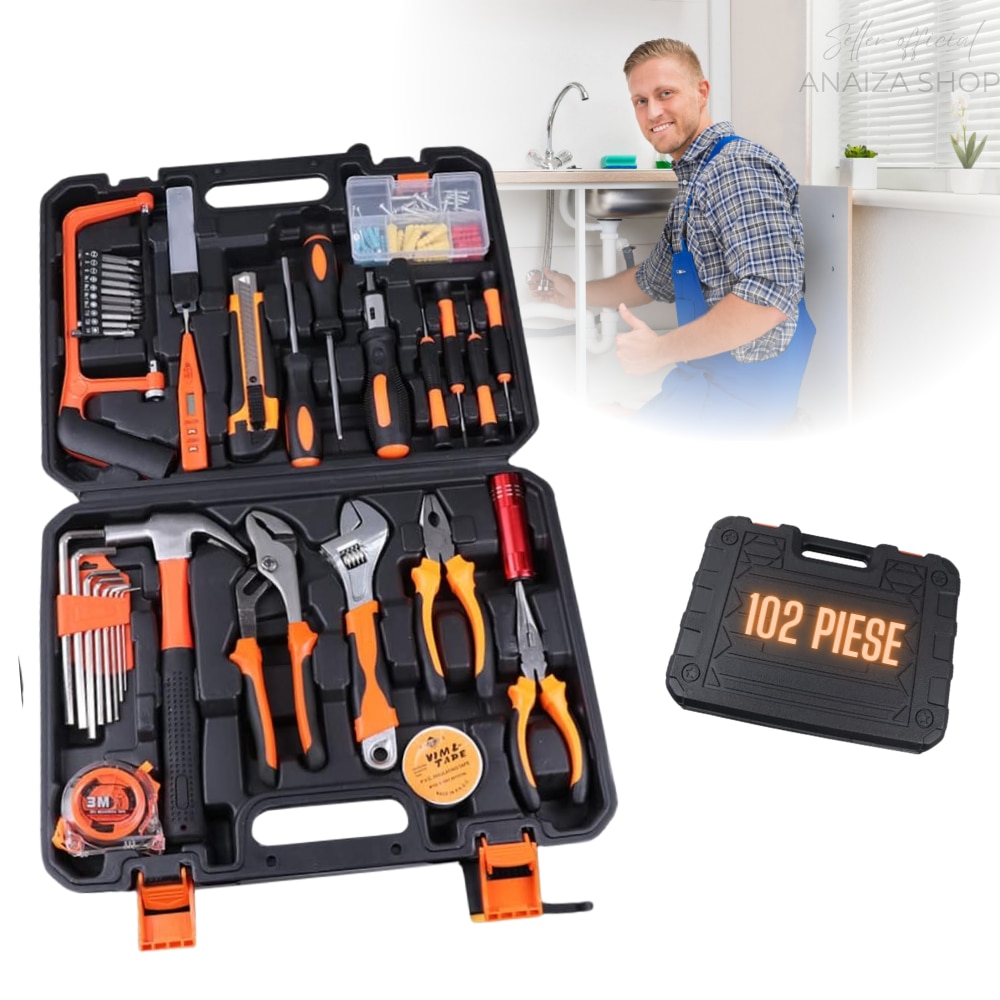 Trusa de scule pentru uz casnic – 102 piese | Set complet pentru orice interventie din gospodarie, izaana tools