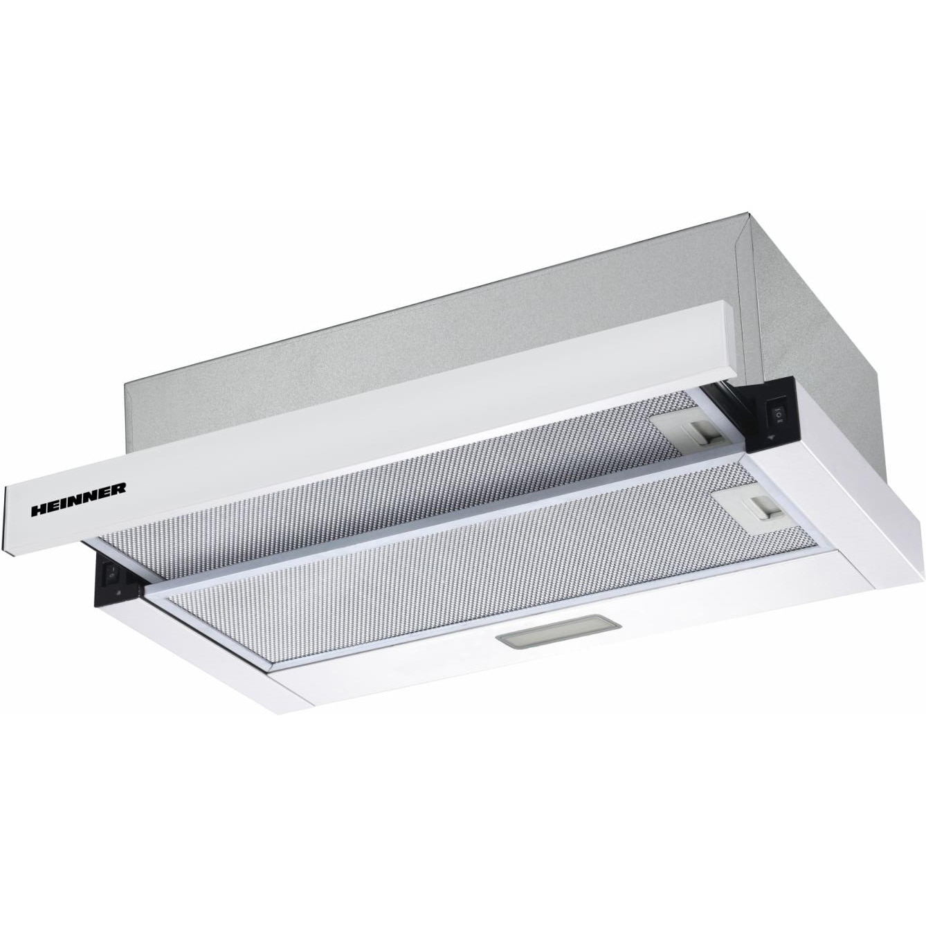 Hota incorporabila telescopica Heinner HTCH-F400WH, Putere de absorbtie 358.4 m3/h, 1 motor, Iluminare LED, 59.5 cm, Alb