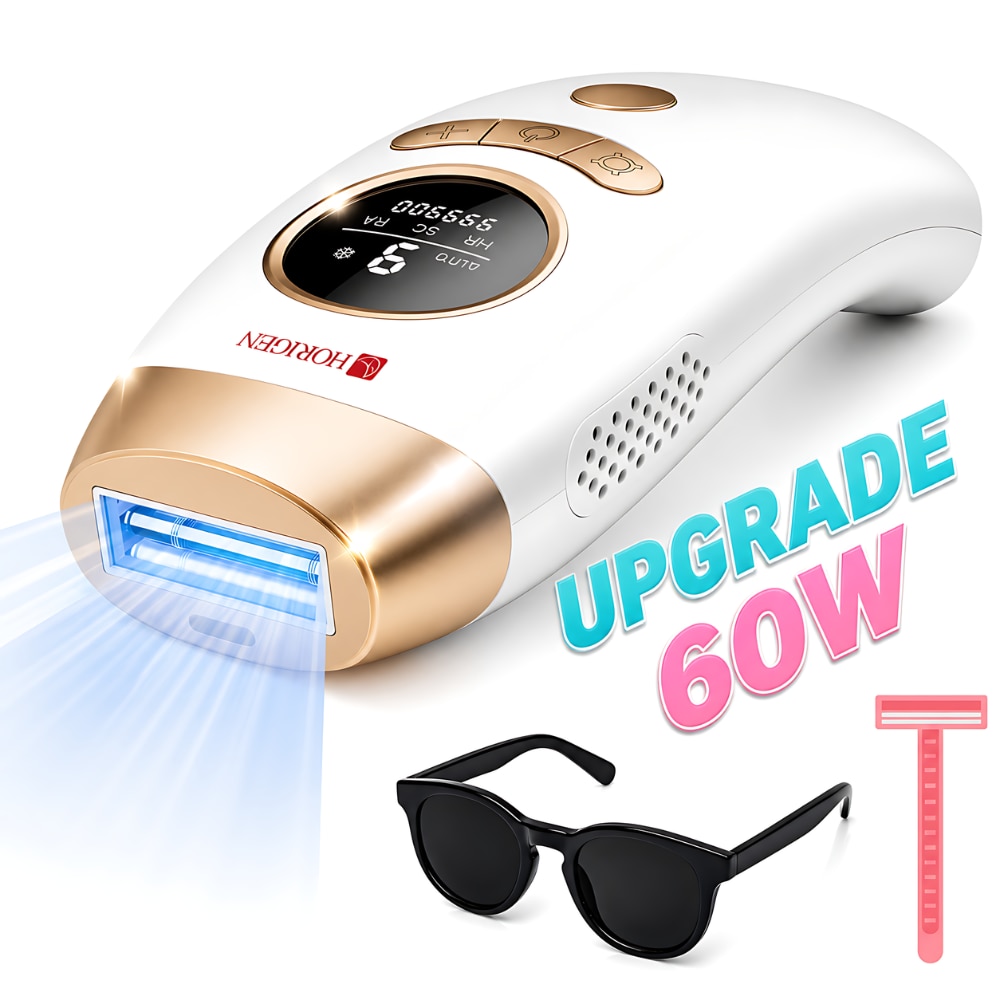 Epilator IPL Horigen® LumiCare Perfection, 999.999 Pulsatii, 60W, Putere Max 20 Jouli, Display LCD, Lampa Laser 4 Cm2, Epilare Si Intinerire Piele/Acnee, 10 Tre