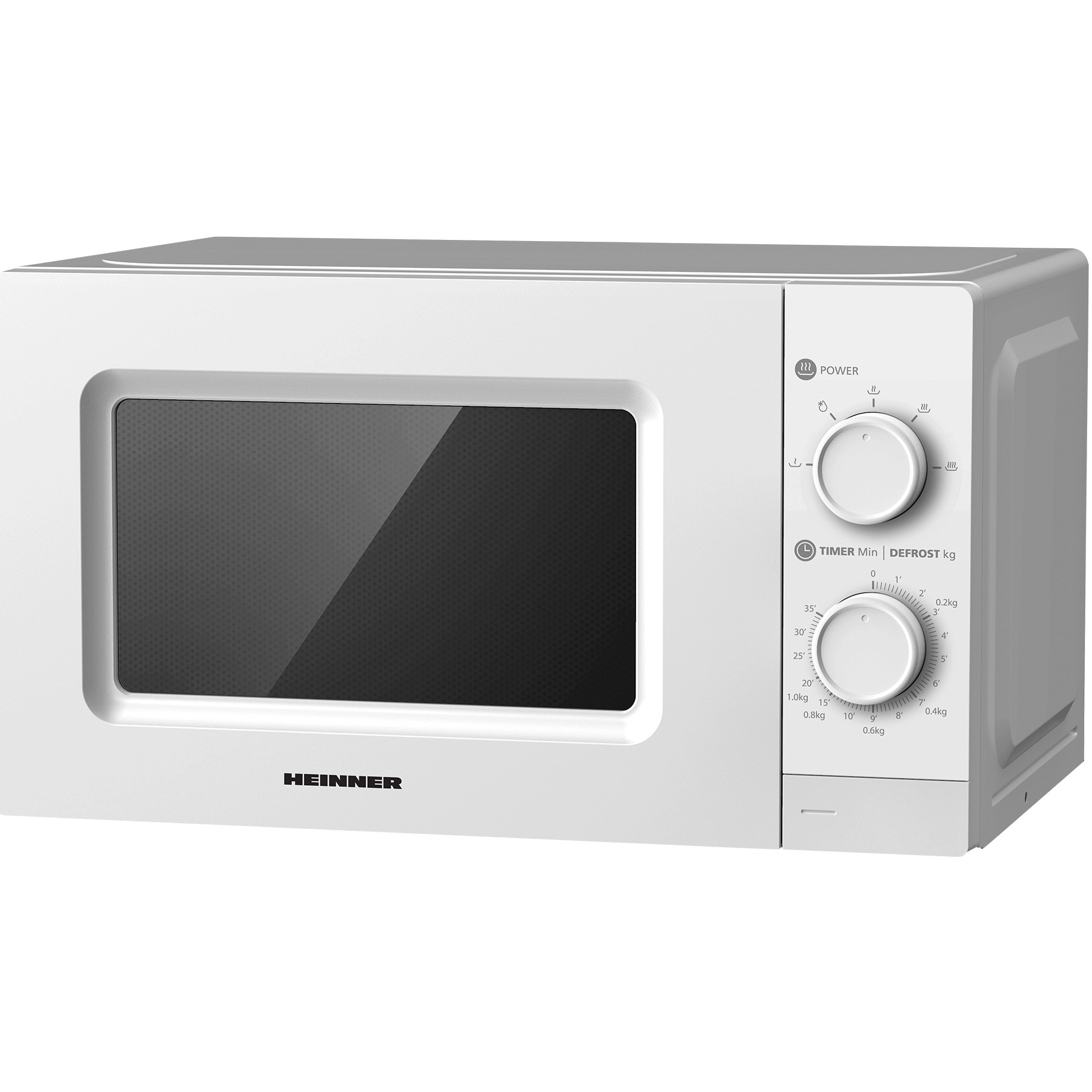 Cuptor cu microunde Heinner HMW-MD20MWH, 20 l, 700 W, Control mecanic, Alb