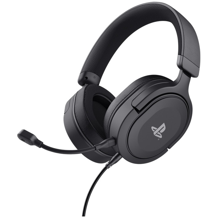 Casti Gaming cu fir Trust GXT 498W Forta, licenta oficiala pentru PS5, PS4, microfon detasabil, drivere 50 mm, cablu 1.2 m, Negru