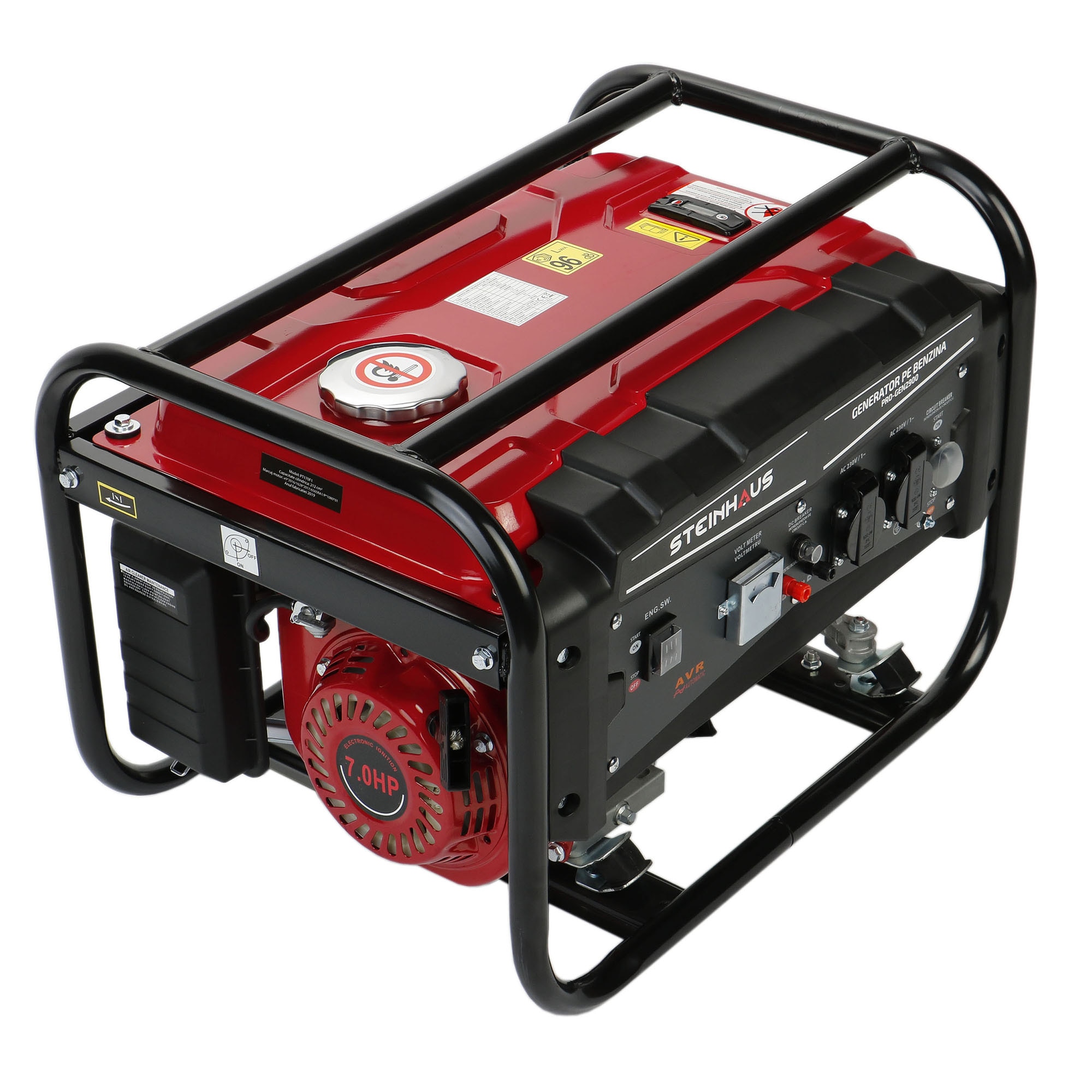 Generator curent electric Steinhaus PRO-GEN2900, 2900 W cu stabilizator de tensiune, benzina, autonomie 10h