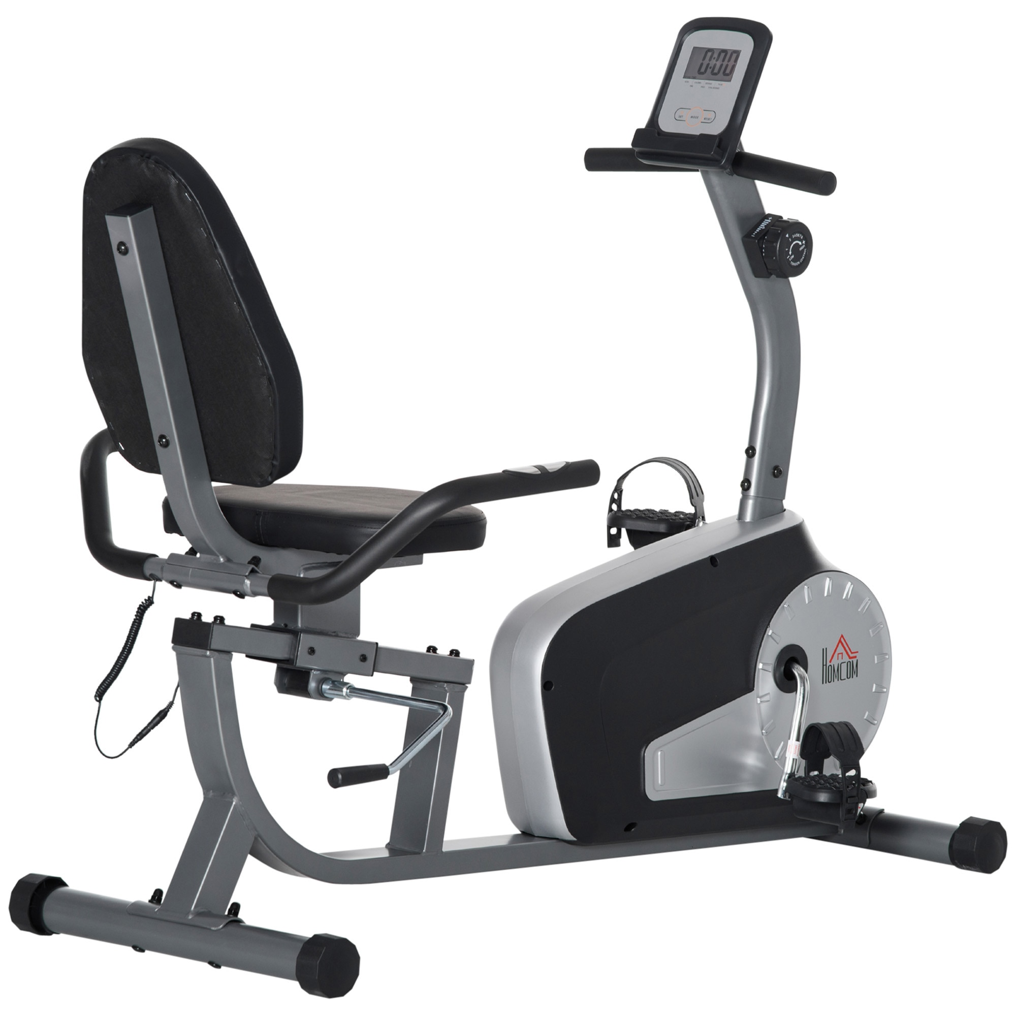 Bicicleta fitness Homcom, 8 nivele de rezistenta, Otel/ABS, Monitor LCD, 122-137x62x103 cm, Argintiu/Negru