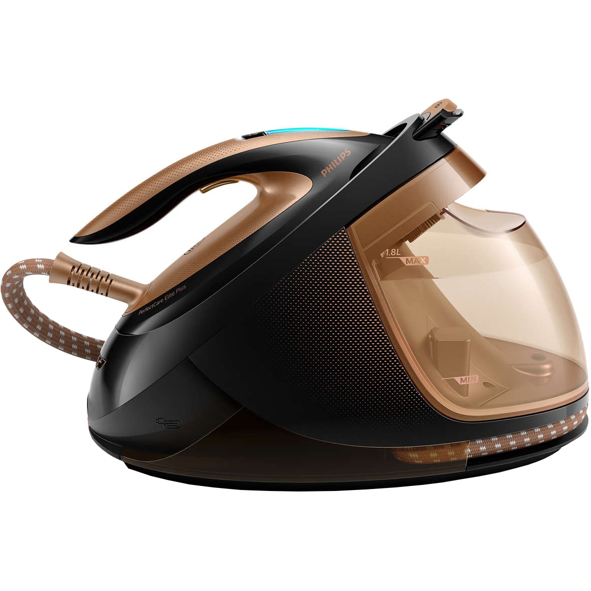 Statie de calcat cu abur Philips PerfectCare Elite Advanced GC9682/80, 2700W, 8 bari, jet de abur continuu 165 g/min, jet de abur 600g, talpa T-ionicGlide, tehn