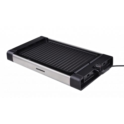 Gratar electric Heinner HEG-F1800, 1800 W, placa detasabila cu invelis anti-adeziv, placa 41 x 26 cm, Negru/Inox