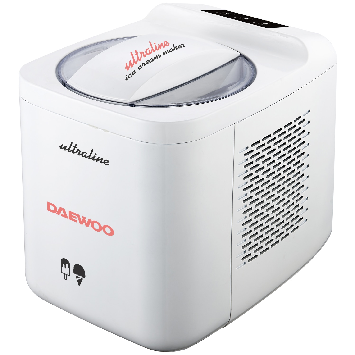 Aparat de facut inghetat Daewoo UltraLine, 135 W, capacitate 1 litru, touch control panel, timp preparare inghetata 90-120 minute, temperatura preparare - 5 gra