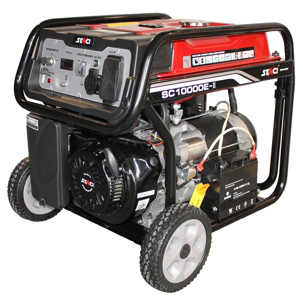 Generator de curent Senci SC-10000E TOP, 8500 W, 230 V - AVR inclus, motor benzina cu demaraj electric, 12.5 h autonomie maxima