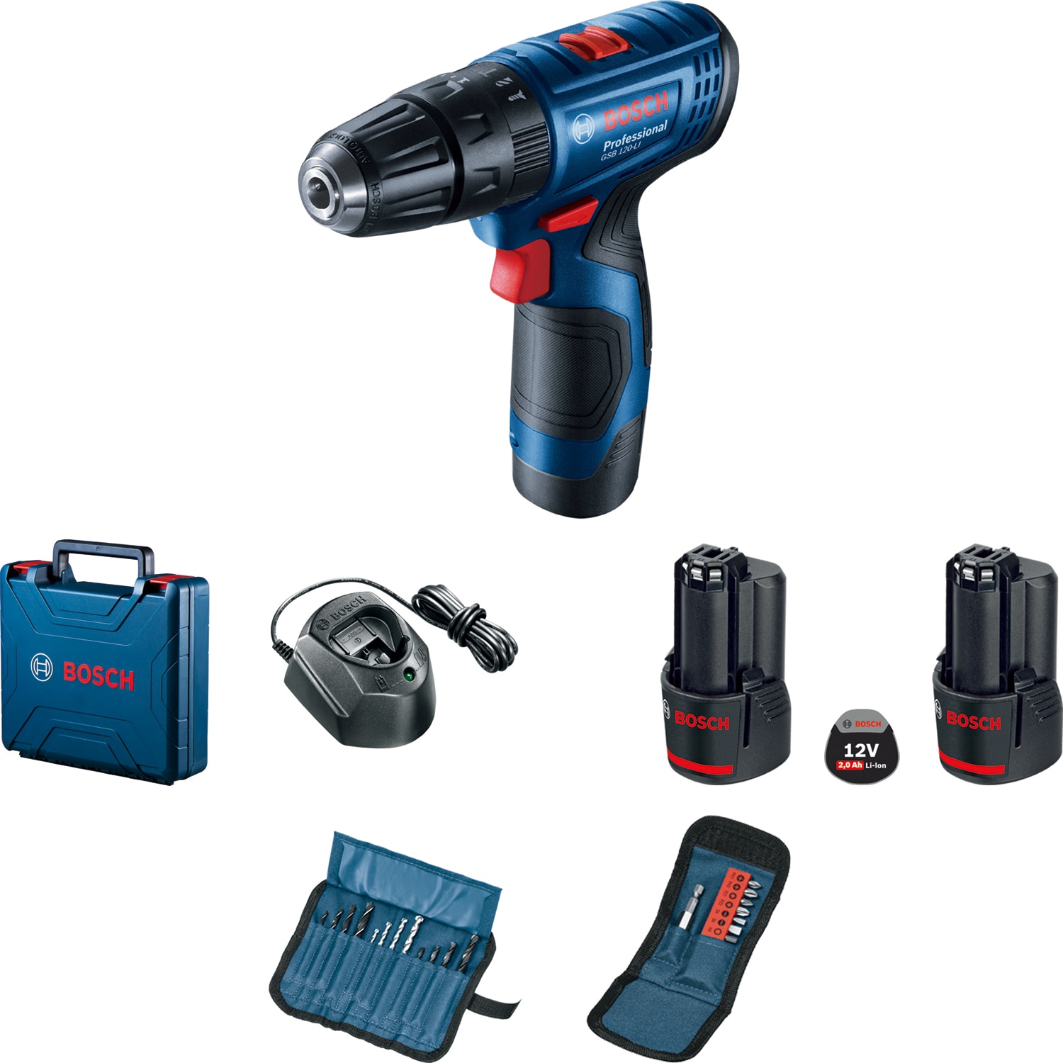 Masina de gaurit si insurubat (bormasina) pe acumulator cu percutie Bosch Professional 06019G8102, 12 V, 14/30 Nm, 1500 RPM, 22.500 PPM, 2 acumulatori, incarcat