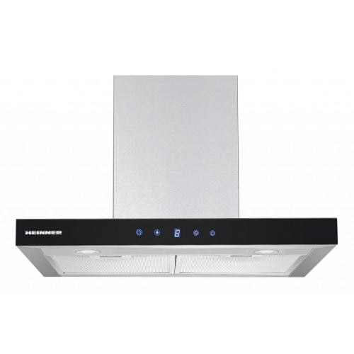 Hota incorporabila decorativa Heinner DCH-650TIX, Putere absorbtie 585.8 mc/h,Clasa B, Control touch, Timer, Iluminare led, 60 cm, Inox + Sticla neagra