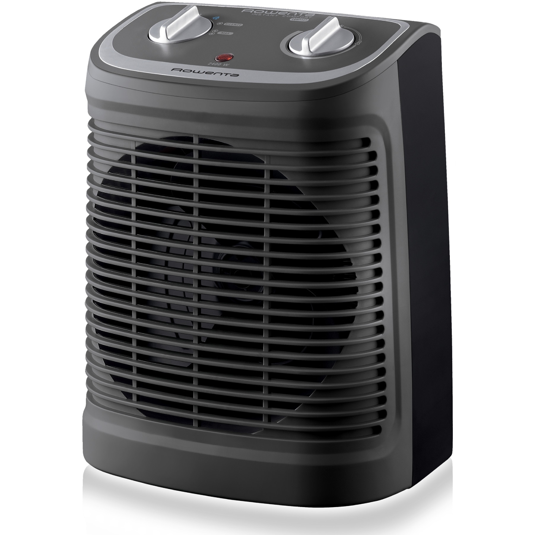 Aeroterma Rowenta Instant Comfort Compact SO2330, 2400 W, 2 trepte de putere, Termostat de siguranta, Termostat reglabil, Negru-Argintiu