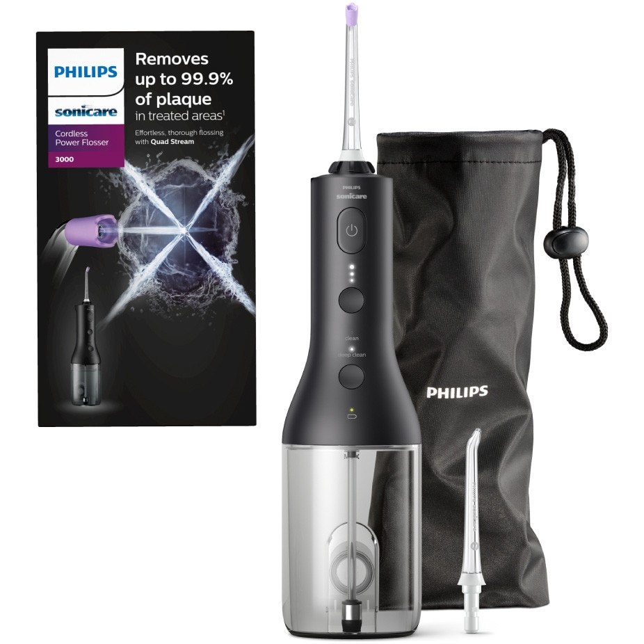 Irigator bucal tip dus bucal Philips Sonicare HX3826/33 cu tehnologie QuadStream, portabil, 2 moduri de curatare, 3 niveluri de intensitate , include 2 x capete