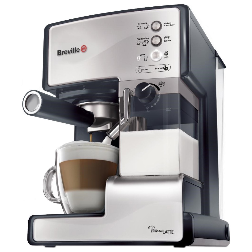 Espressor manual Breville Prima Latte VCF045X-01, 15 bari, 1.5 l, Recipient detasabil lapte 0.3 l, Argintiu