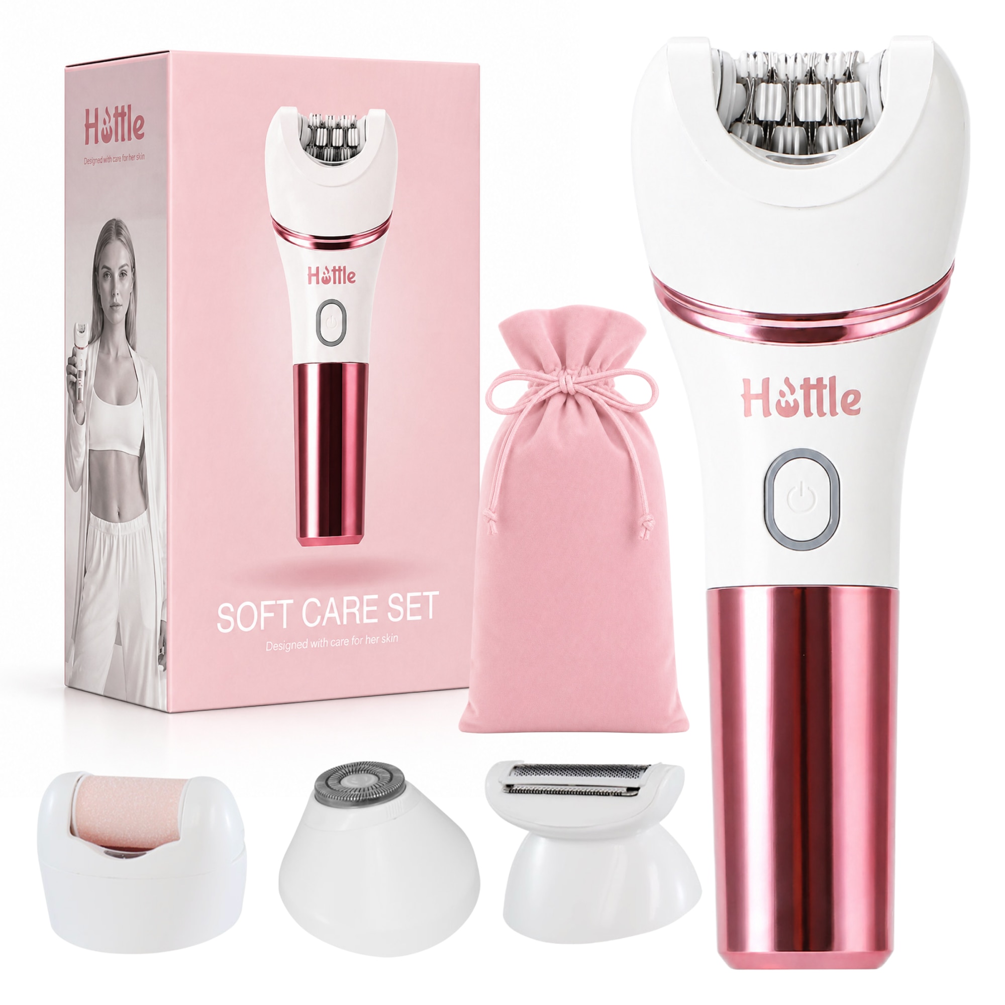 Epilator Umed Si Uscat HOTTLE® 4 In 1, Epilator Electric Pentru Fata, Picioare, Axila Si Zona Intima, Epilator Fara Iritatii Cu Display LED, Waterproof IPX6, US