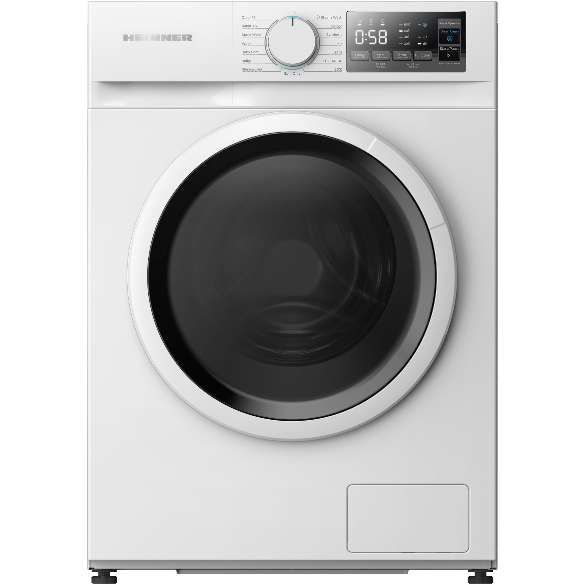 Masina de spalat rufe slim Heinner HWM-M714IVSMNA+++, 7 kg, 1400 rpm, Clasa A, Motor inverter, Display digital, Blocare acces copii, Alb