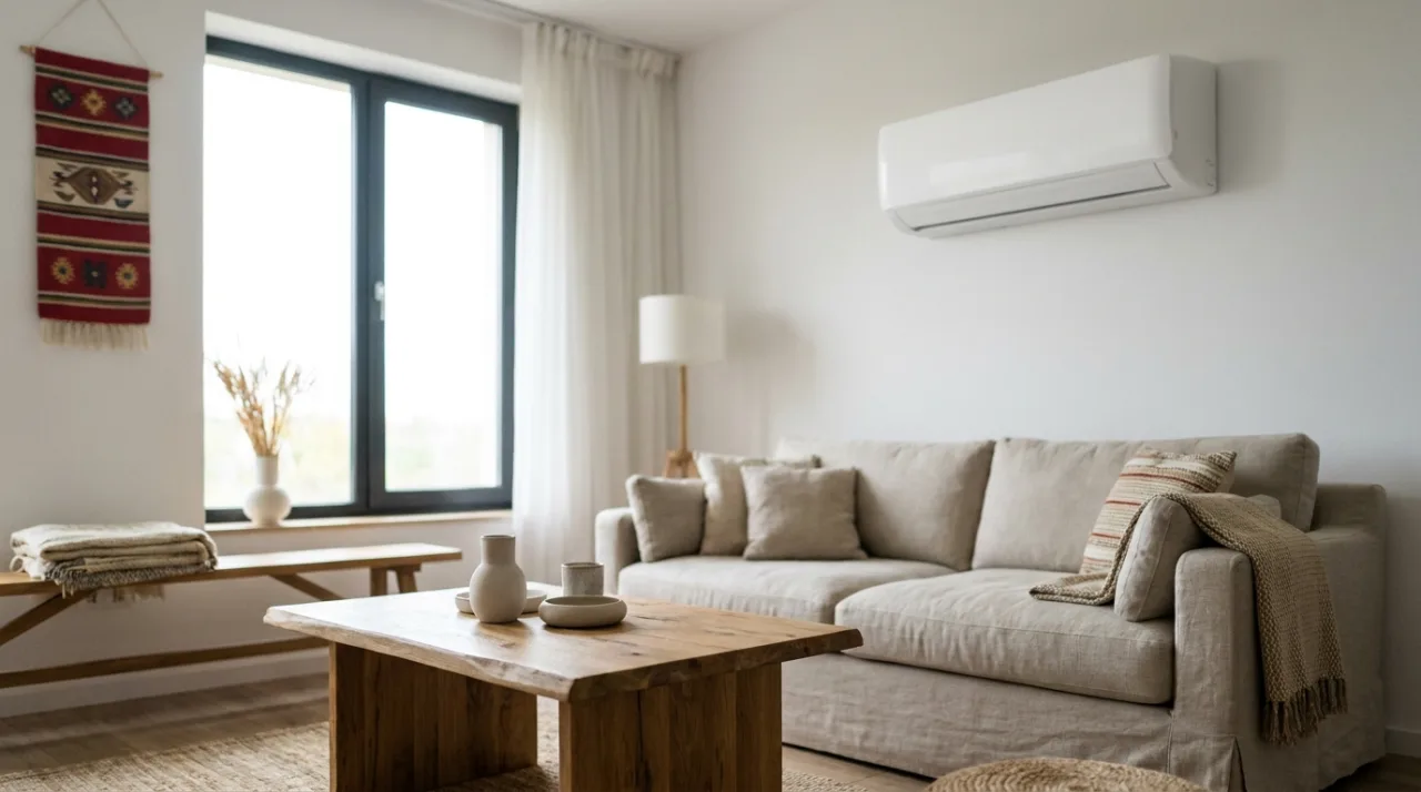 Aer condiționat de 12000 BTU într-un living modern