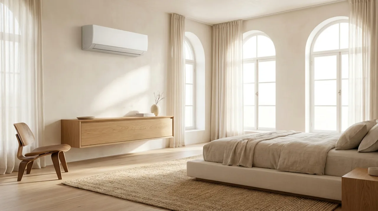 Aer condiționat Daikin într-un dormitor elegant